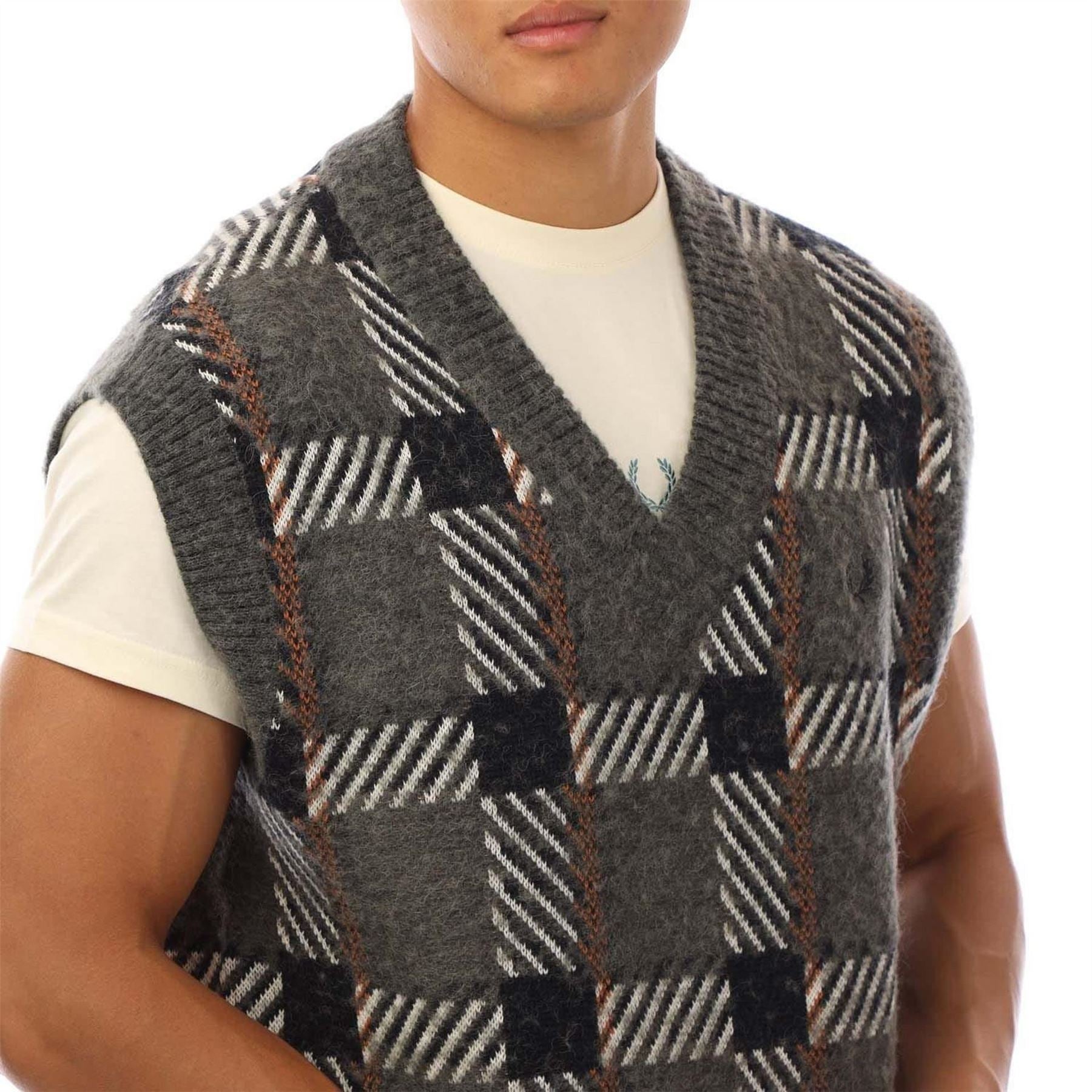 Fred Perry Tartan Knitted Tank Top
