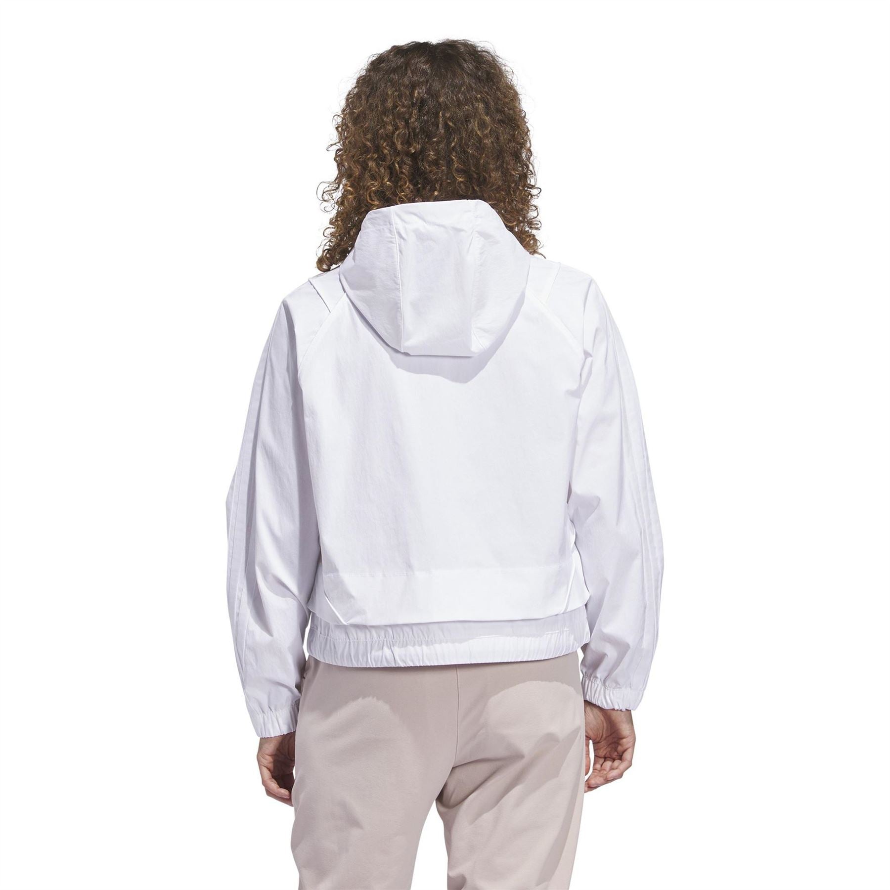 adidas Solid Patterned Hooded Full Zipper Windbreaker with Zipped Pocket