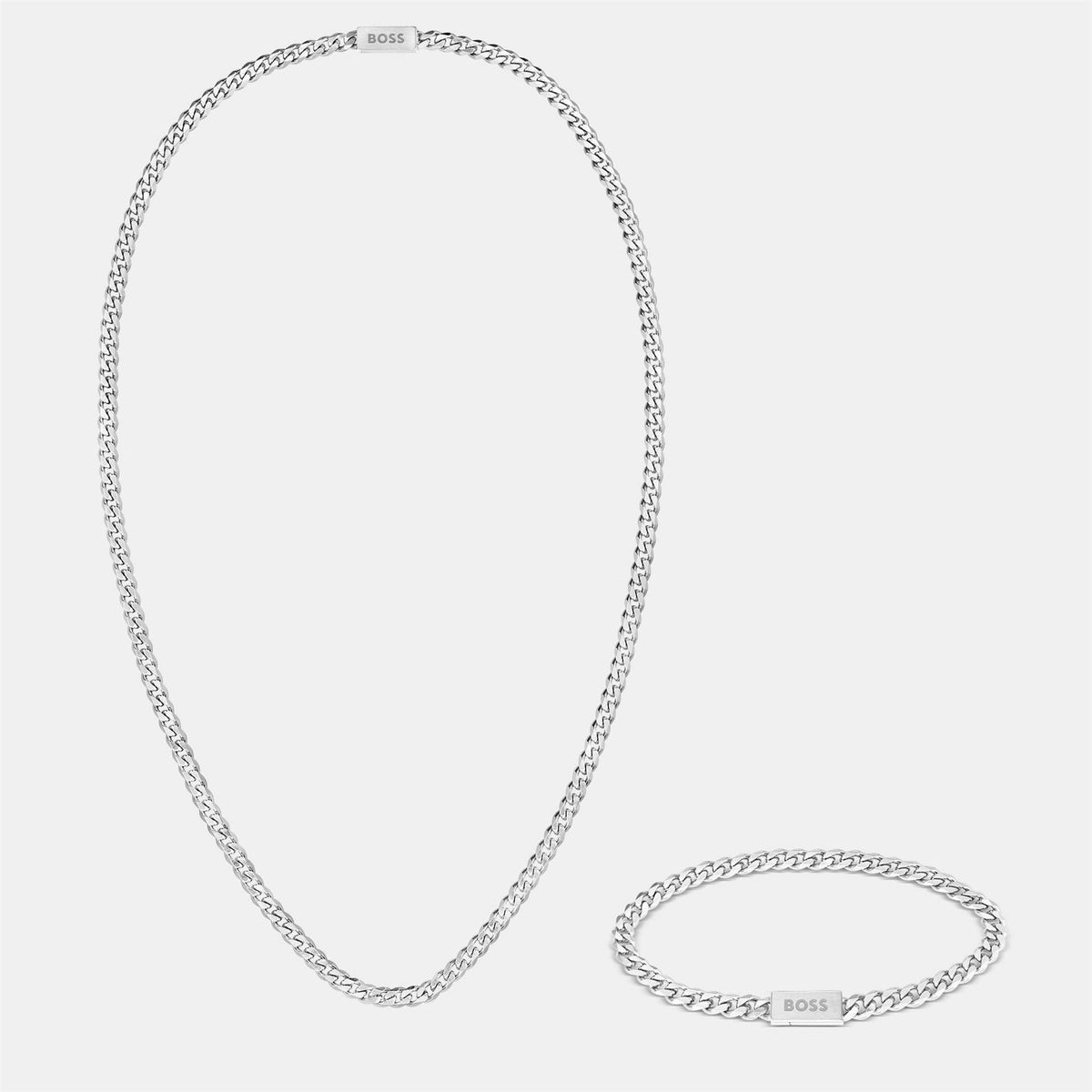 Boss Chain For Him Stainless Steel Necklace  And  Bracelet Gift Set