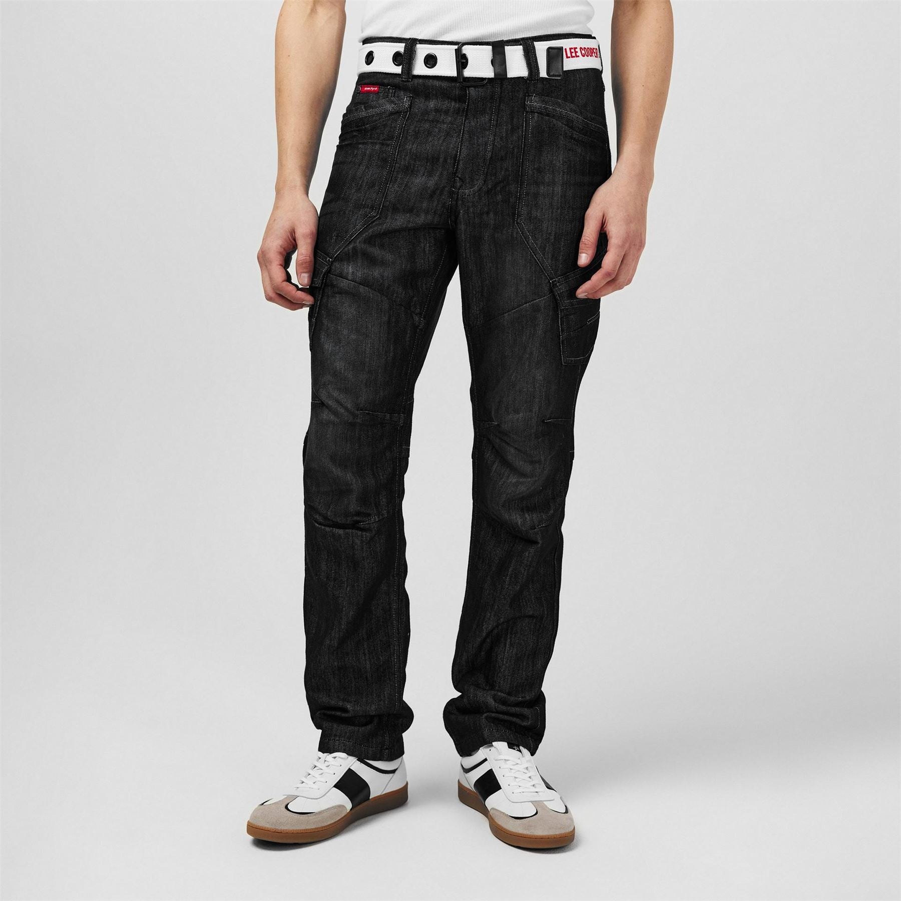 Lee Cooper Mens Belted Cargo Jeans