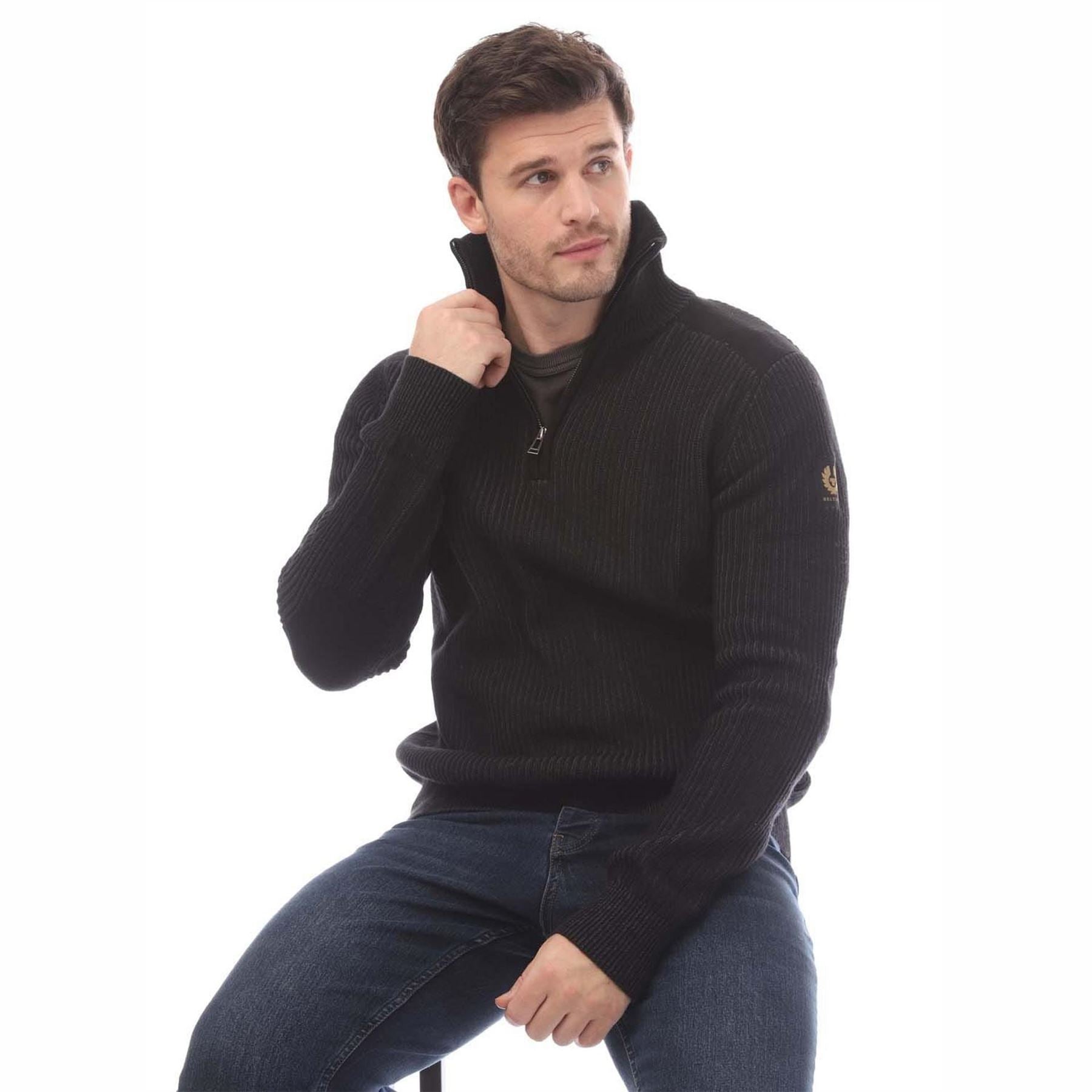 Belstaff Wool Rib Stanley Quarter Zip Jumper