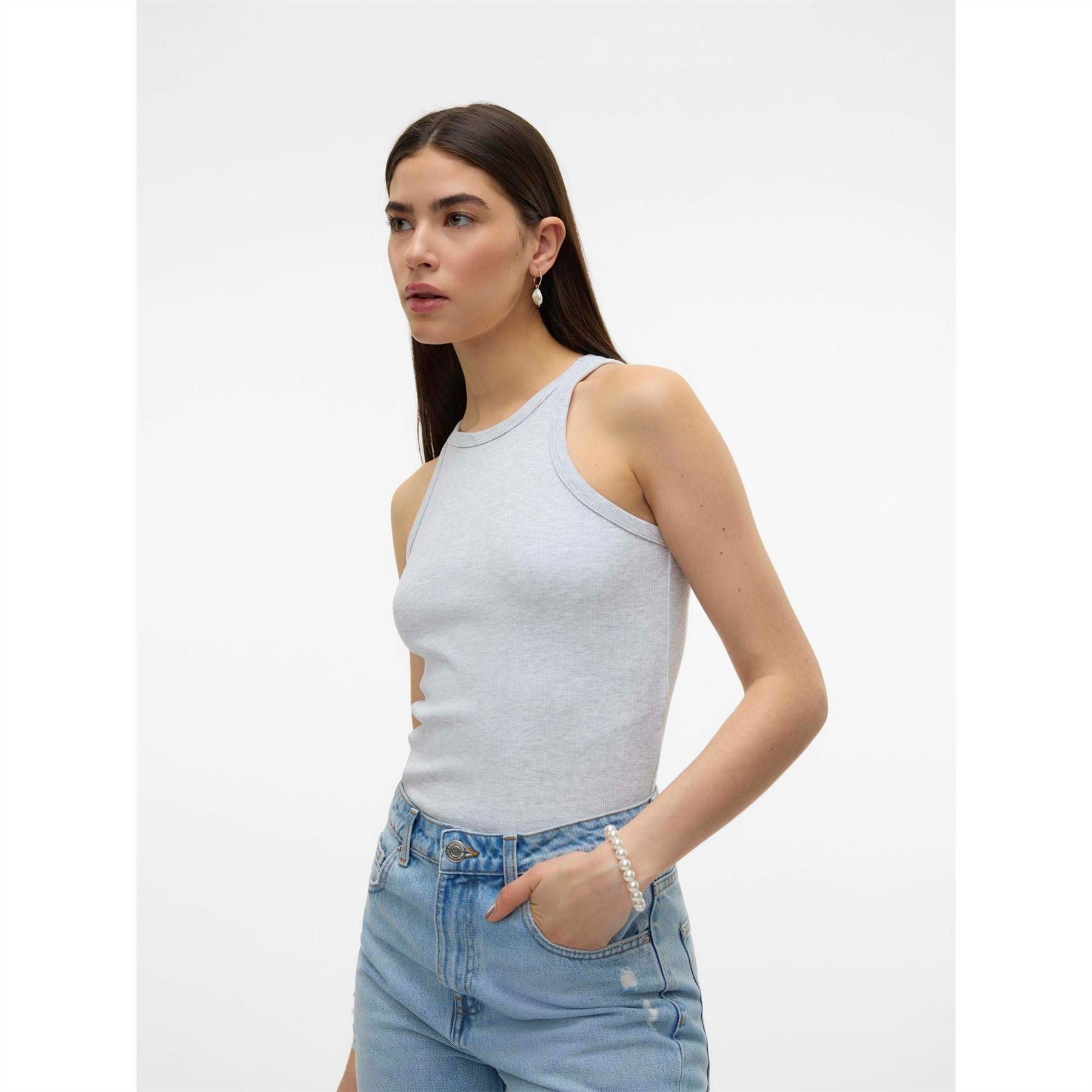 Vero Moda Box Tank Crew Neck Sleeveless Top