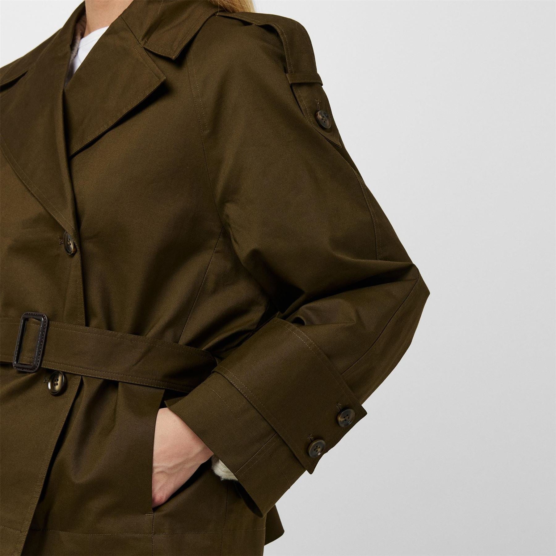 French Connection Solid Patterned Trench Coat
