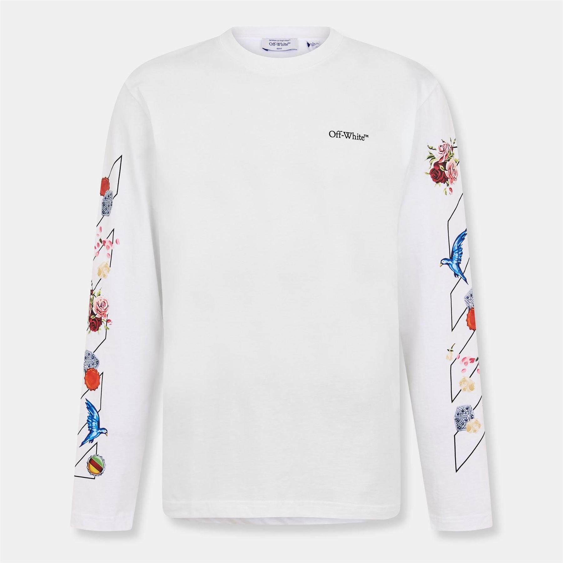 Off White Crew Neck Long Sleeve Jersey T-Shirt