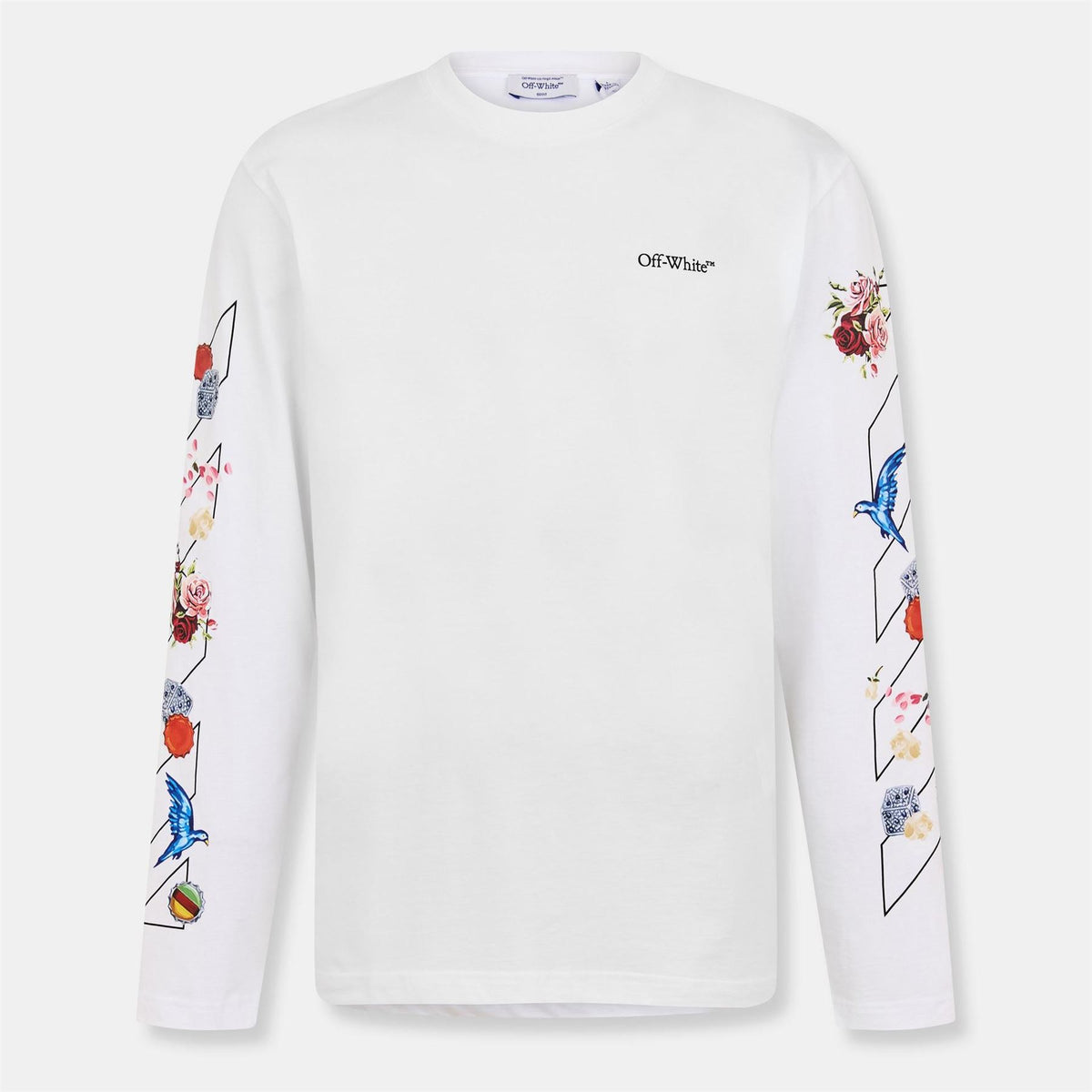 Off White Crew Neck Long Sleeve Jersey T-Shirt