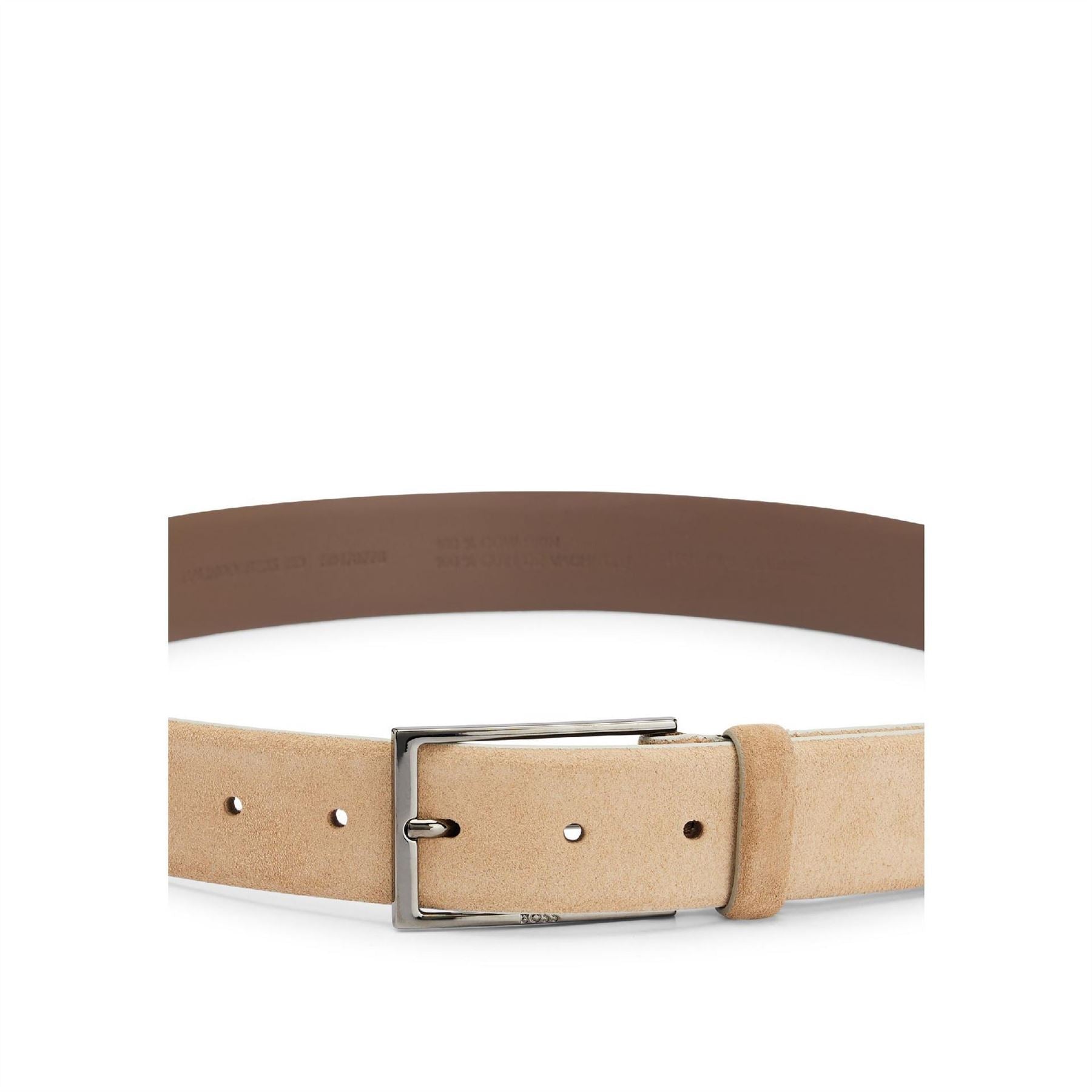 Boss Leather Pin Buckle Belt with Metal Logo