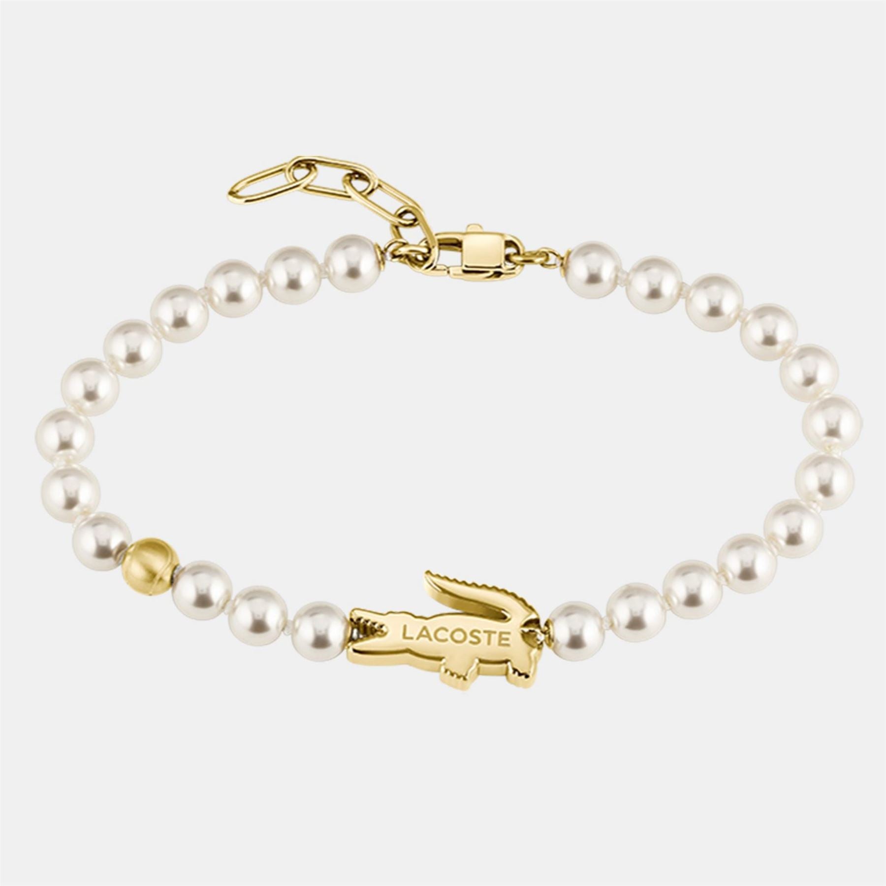 Lacoste Jewellery Mens Matchpoint Glass Pearls And Gold Ip Bracelet