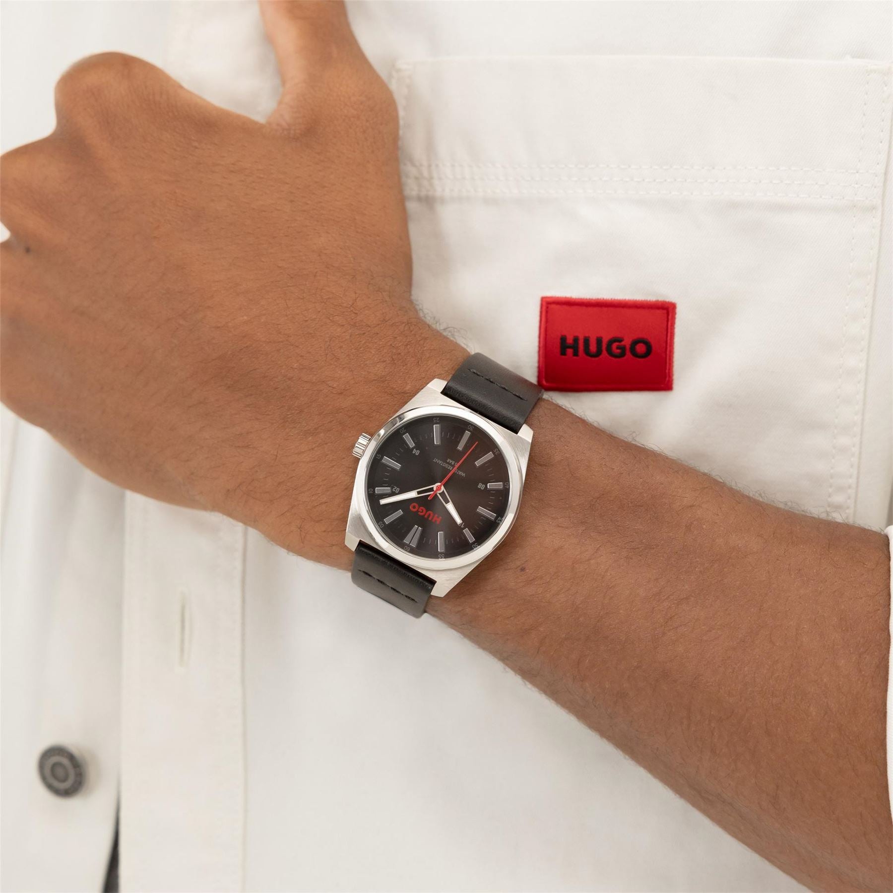 Hugo HUGO #ARK Black Leather Strap Watch