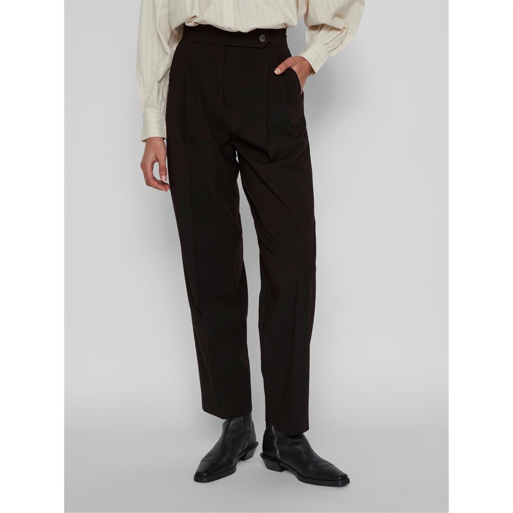 Vila Vclry Pleat Straight Trousers