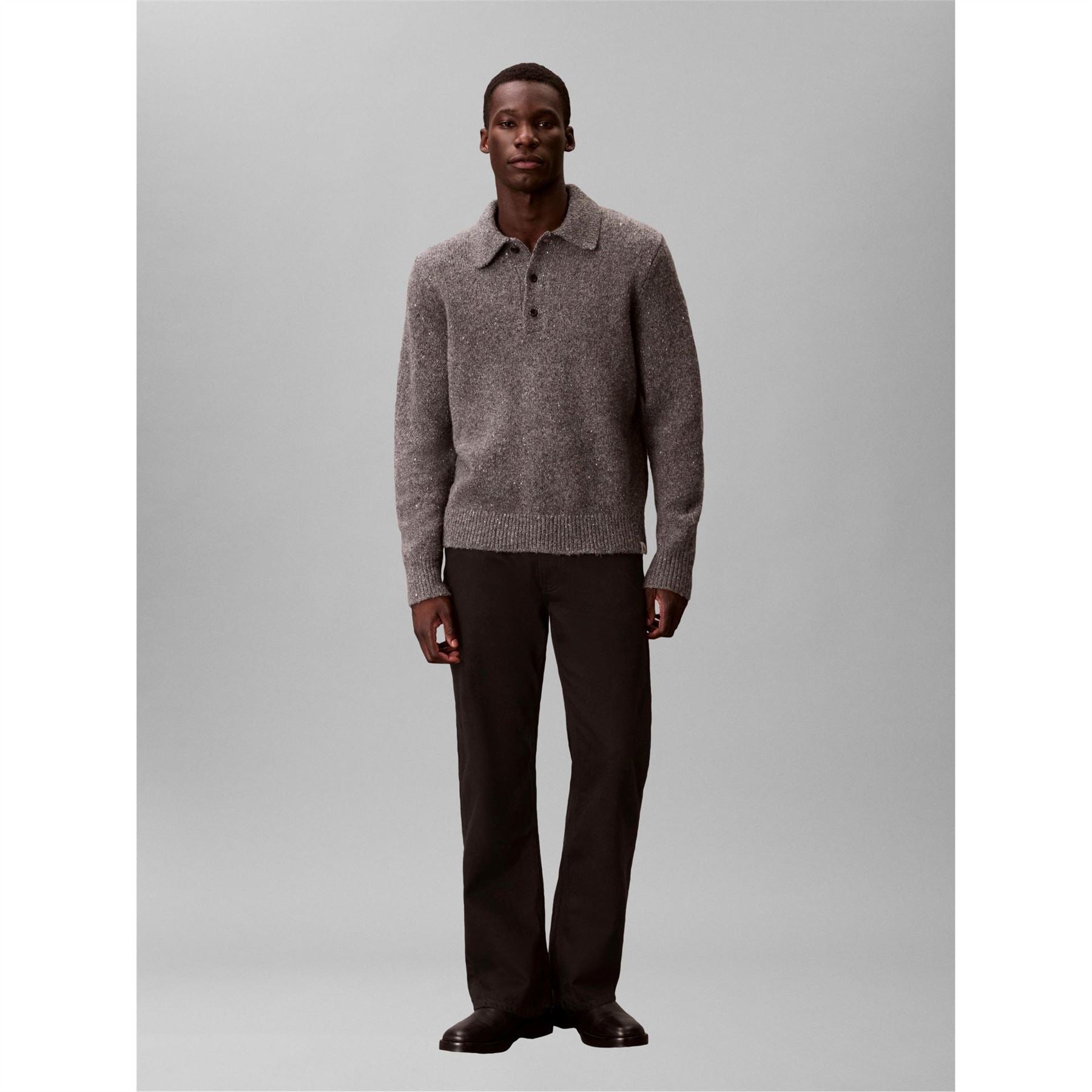 Calvin Klein Jeans Collared Neck Long Sleeve Polo Knit Sweater