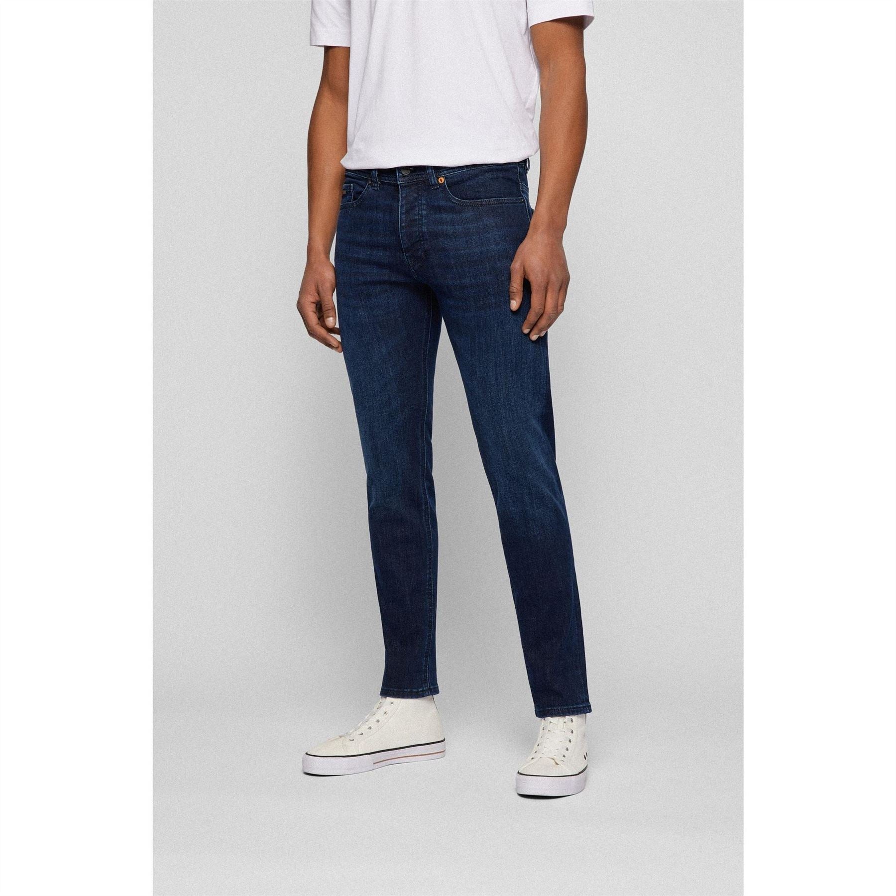 Boss Taber Mid Rise Stretch Tapered Fit Tapered Jeans