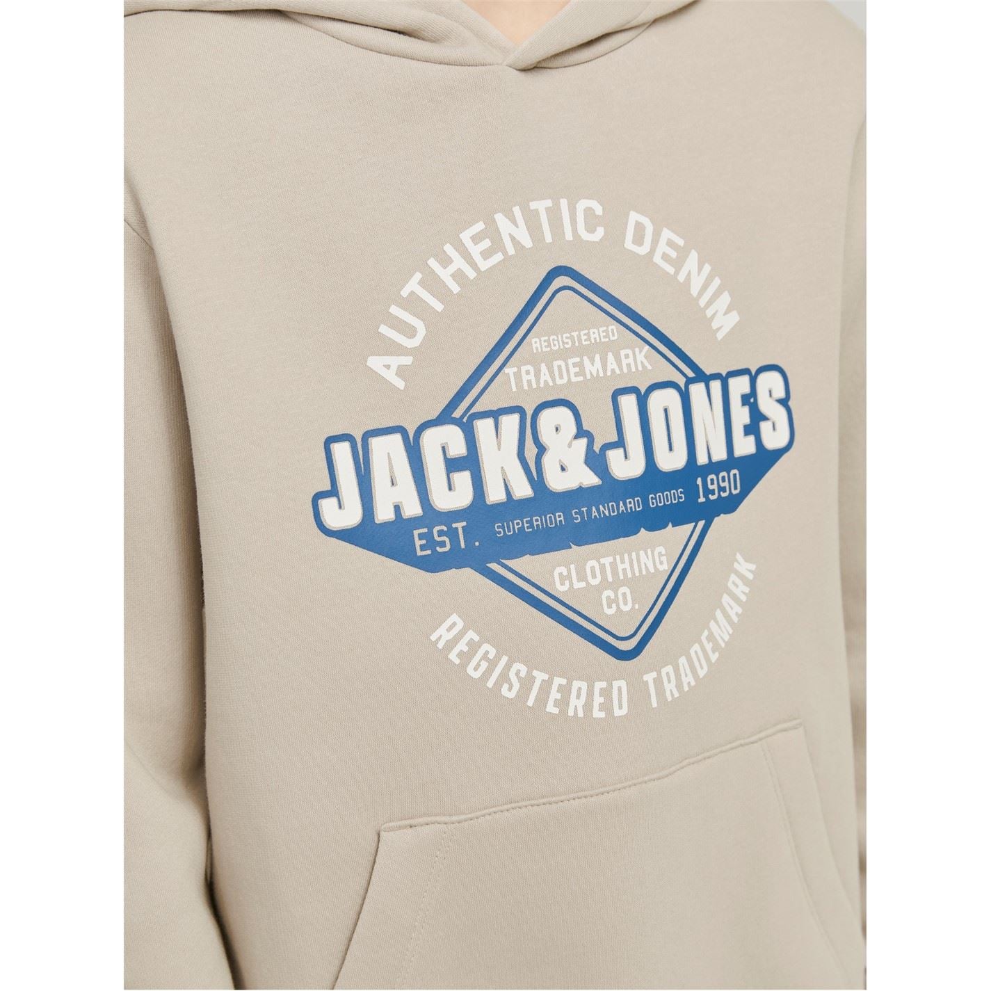 Jack and Jones Logo Print Hooded Neck Kangaroo Pocket Sweatshirt