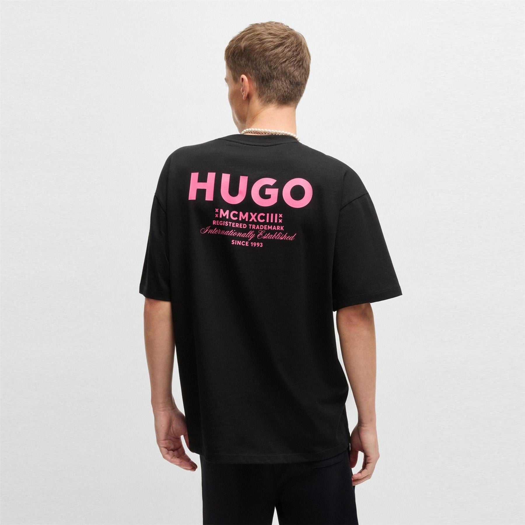 Hugo HUGO Printed Logo Back T Shirt with MCMXCIII text   Regular Fit