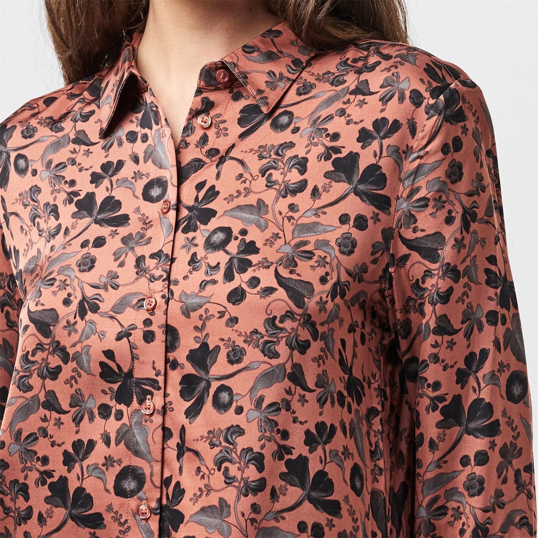 French Connection Jeanie Ennis Satin Long Sleeve Blouse
