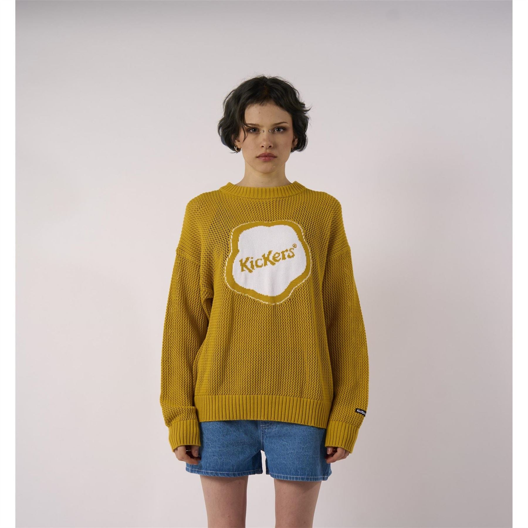 Kickers Adults Jacquard Logo Sloppy Knit Crew Neck Jumper