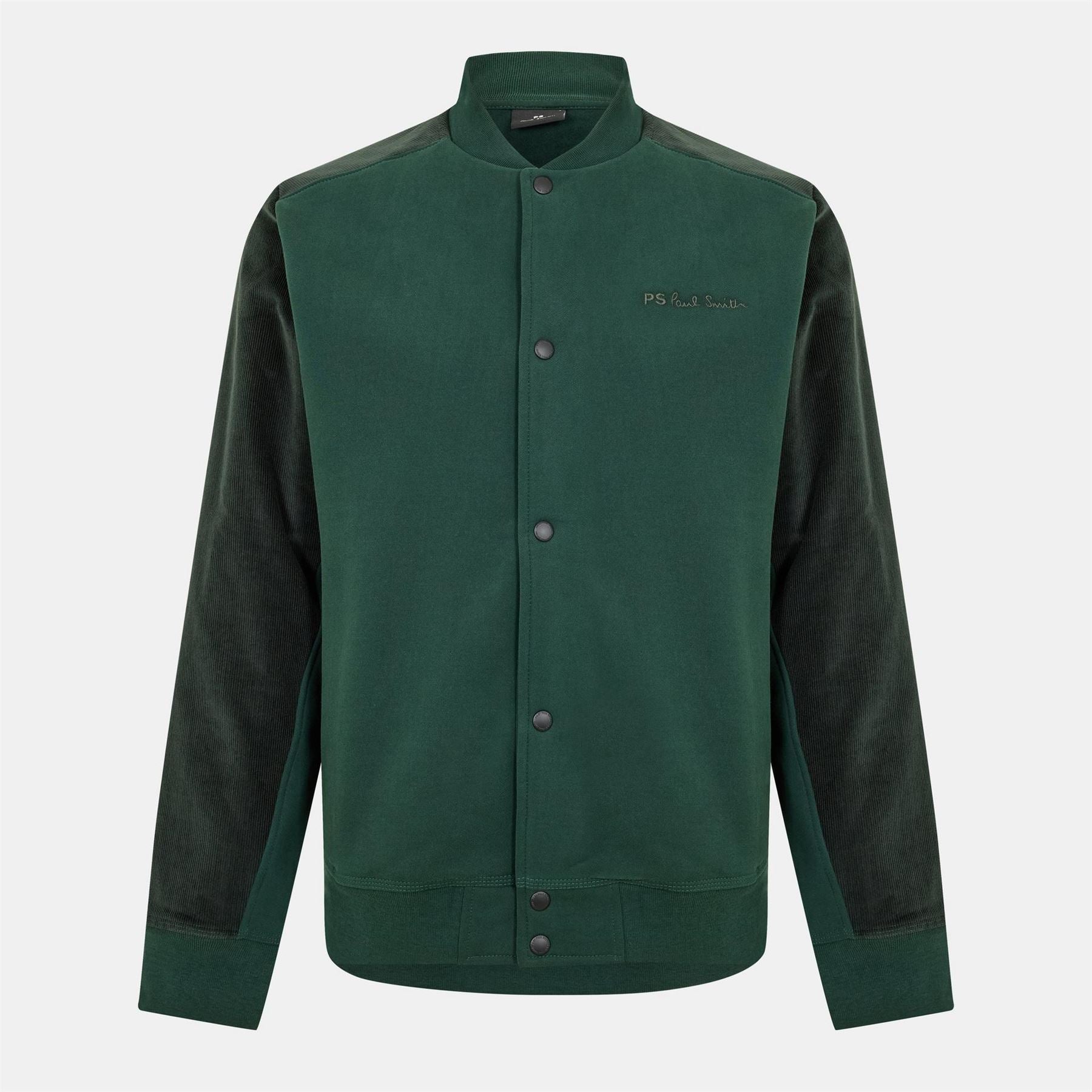 PS Paul Smith Solid Patterned Snap Button Fitted Cuff Bomber Jacket