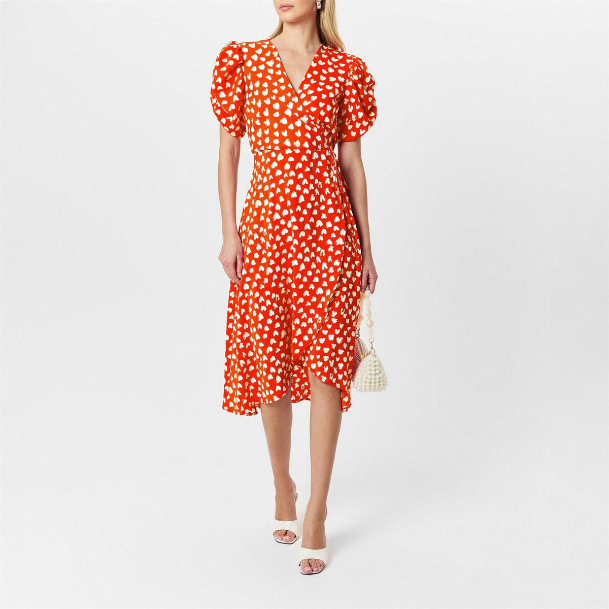 AX Paris Heart Printed Wrap Midi Dress