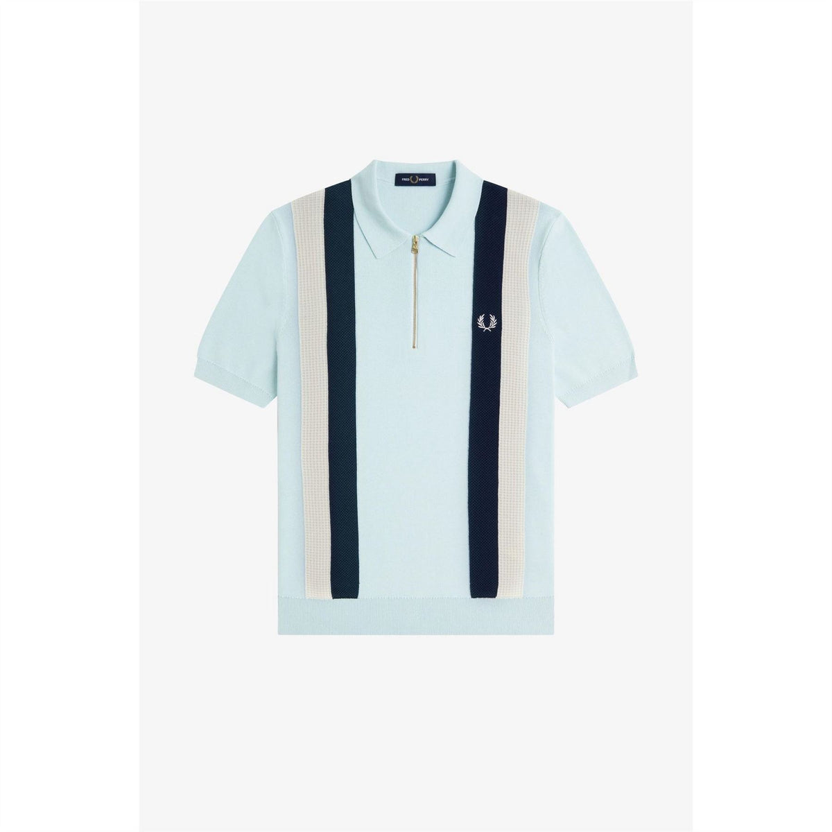 Fred Perry Vertical Stripe Zipped Short Sleeve Polo Shirt