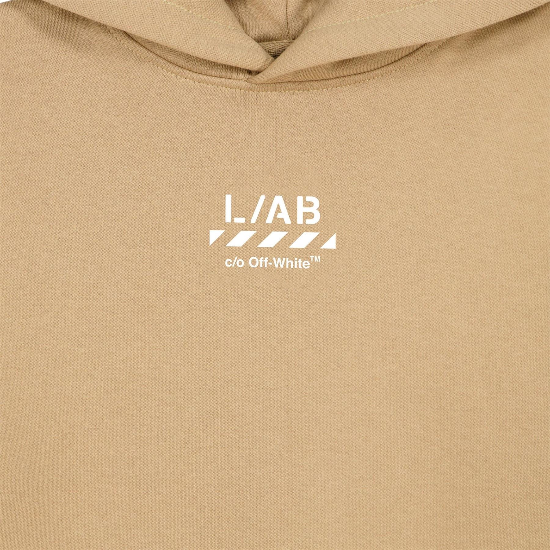 L AB Off White Small Logo Over The Head Hoodie