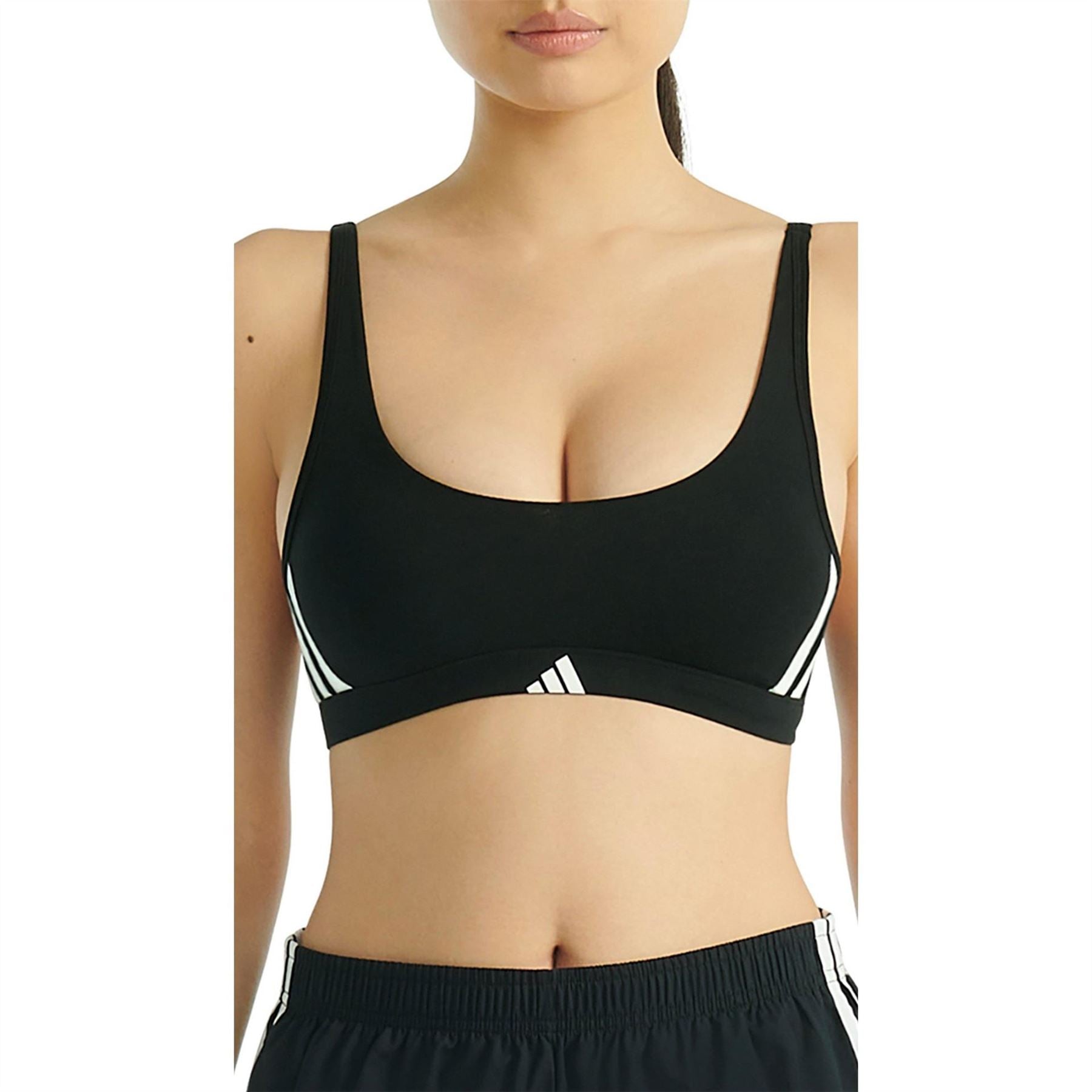 adidas Active Essentials Cotton 3 Stripes Scoop Bralette