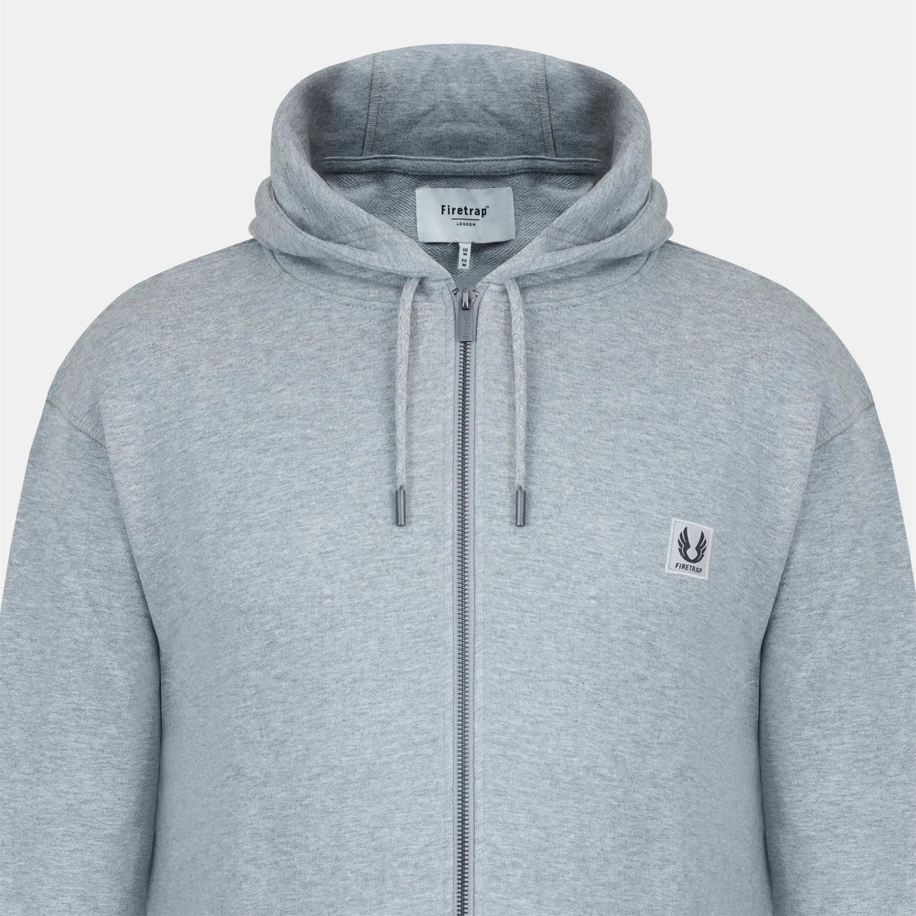 Firetrap Solid Patterned Zip Neck Ribbed Cuff Sweat Jacket