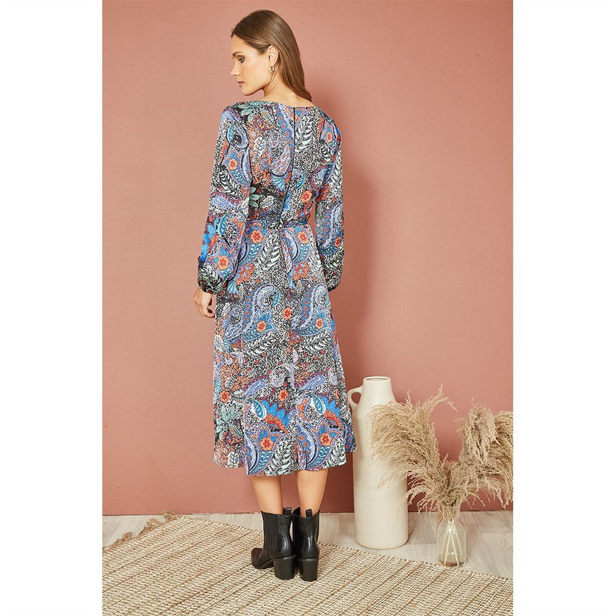 Mela London Paisley Print Long Sleeve Dress