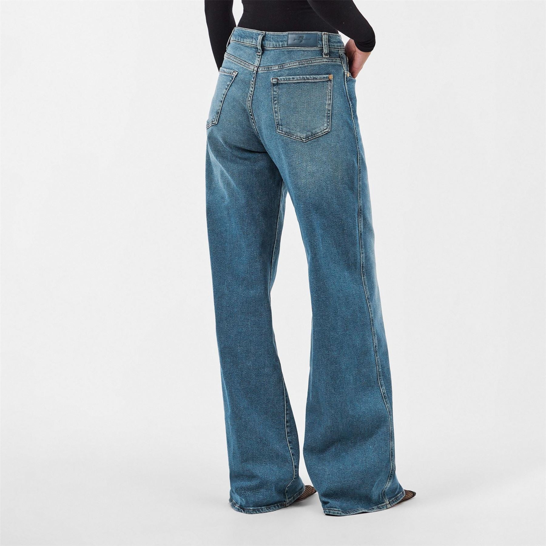 7 For All Mankind Lotta Light Wash Patterned Wide Leg Jeans