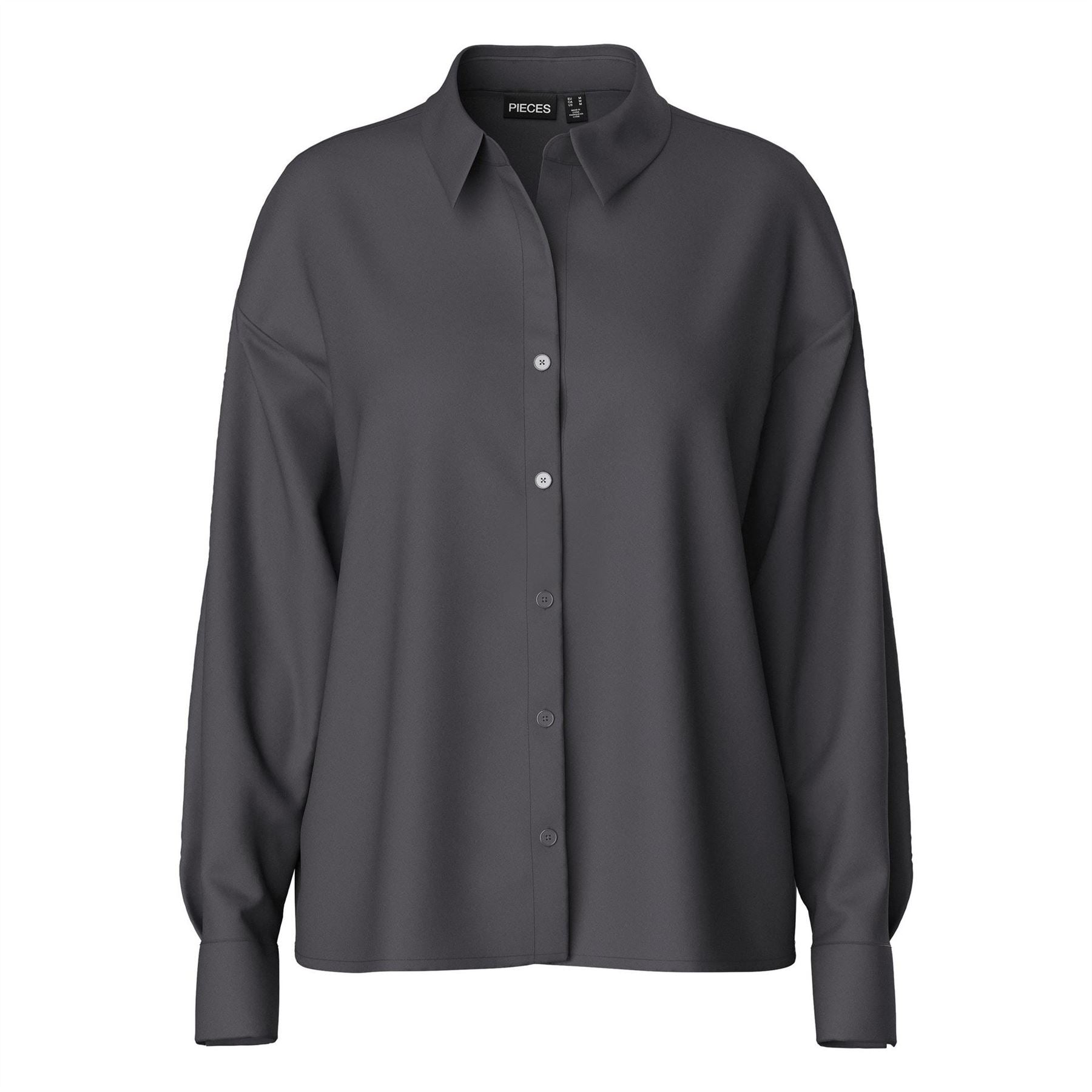 Pieces Relaxed Fit Long Sleeve Cuff Shirt