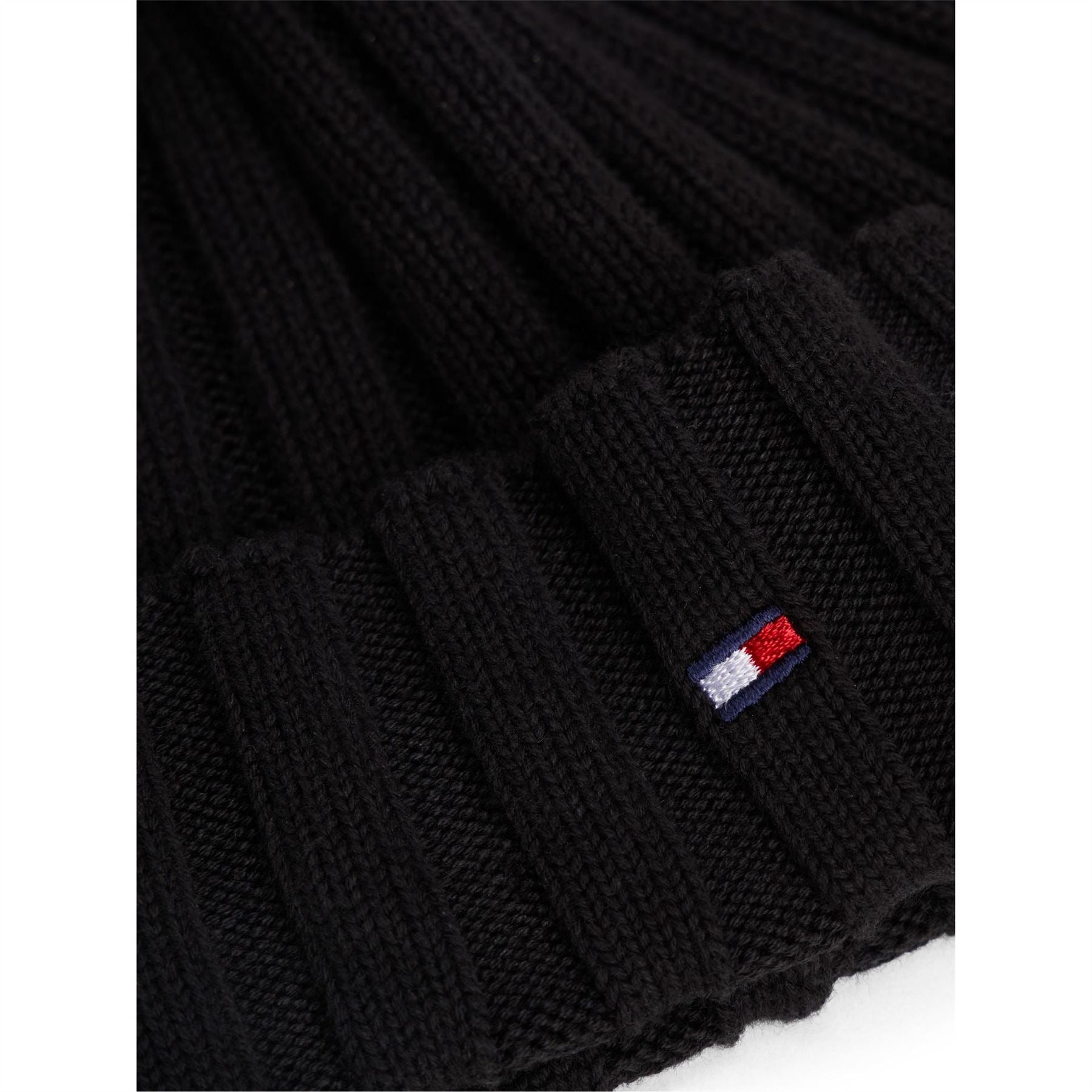 Tommy Hilfiger Flag Embroidered Logo Ribbed Turn Up Beanie