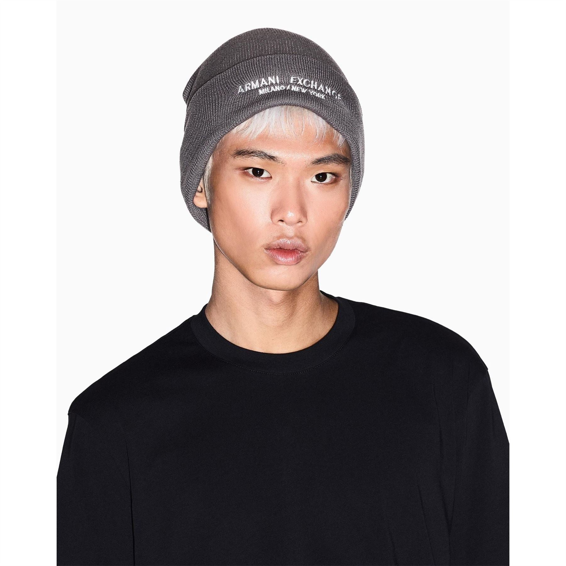 Armani Exchange Exchange Lettering Turn Up Brim Beanie