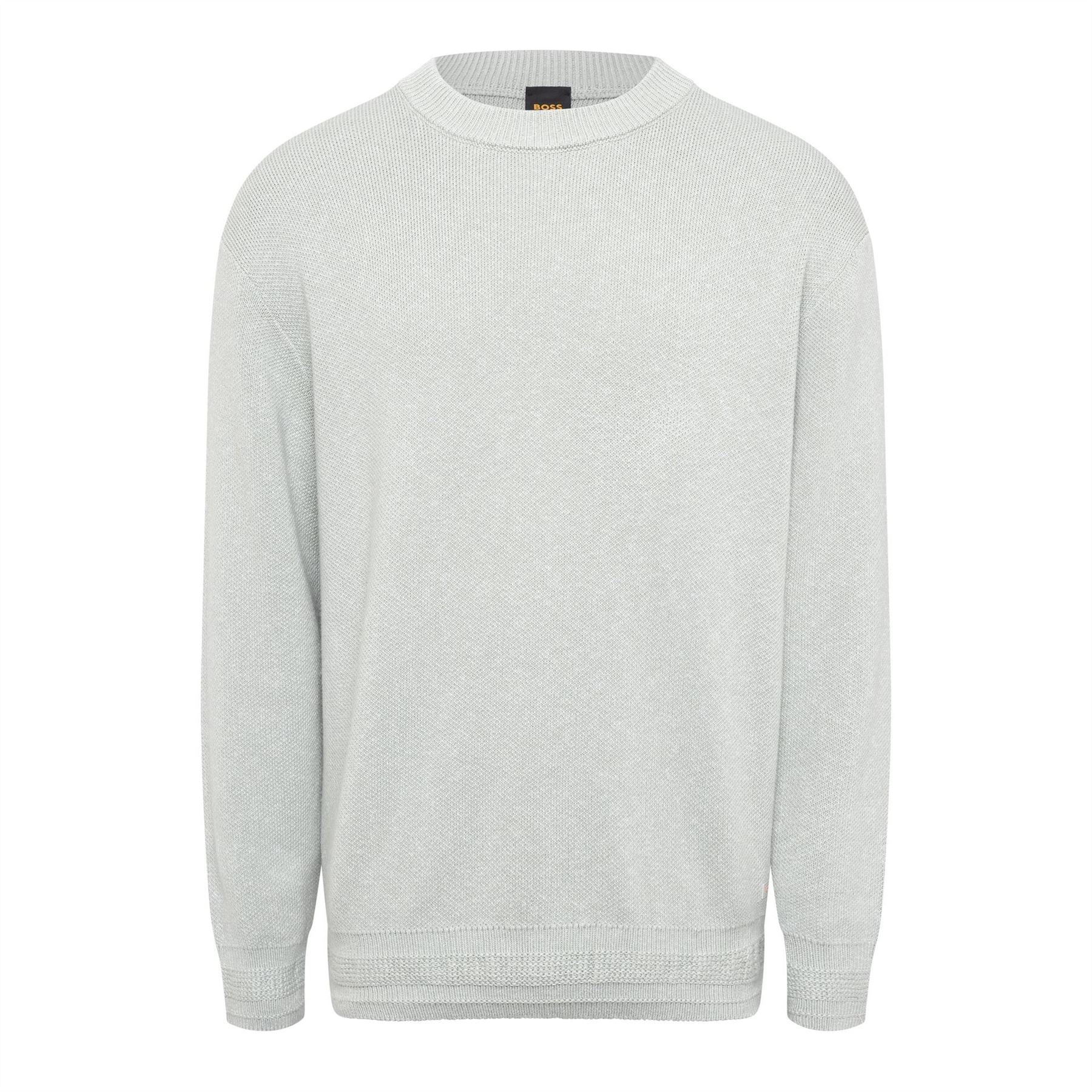 Boss Crew Neck Ribbed Collar Long Sleeve Sweater