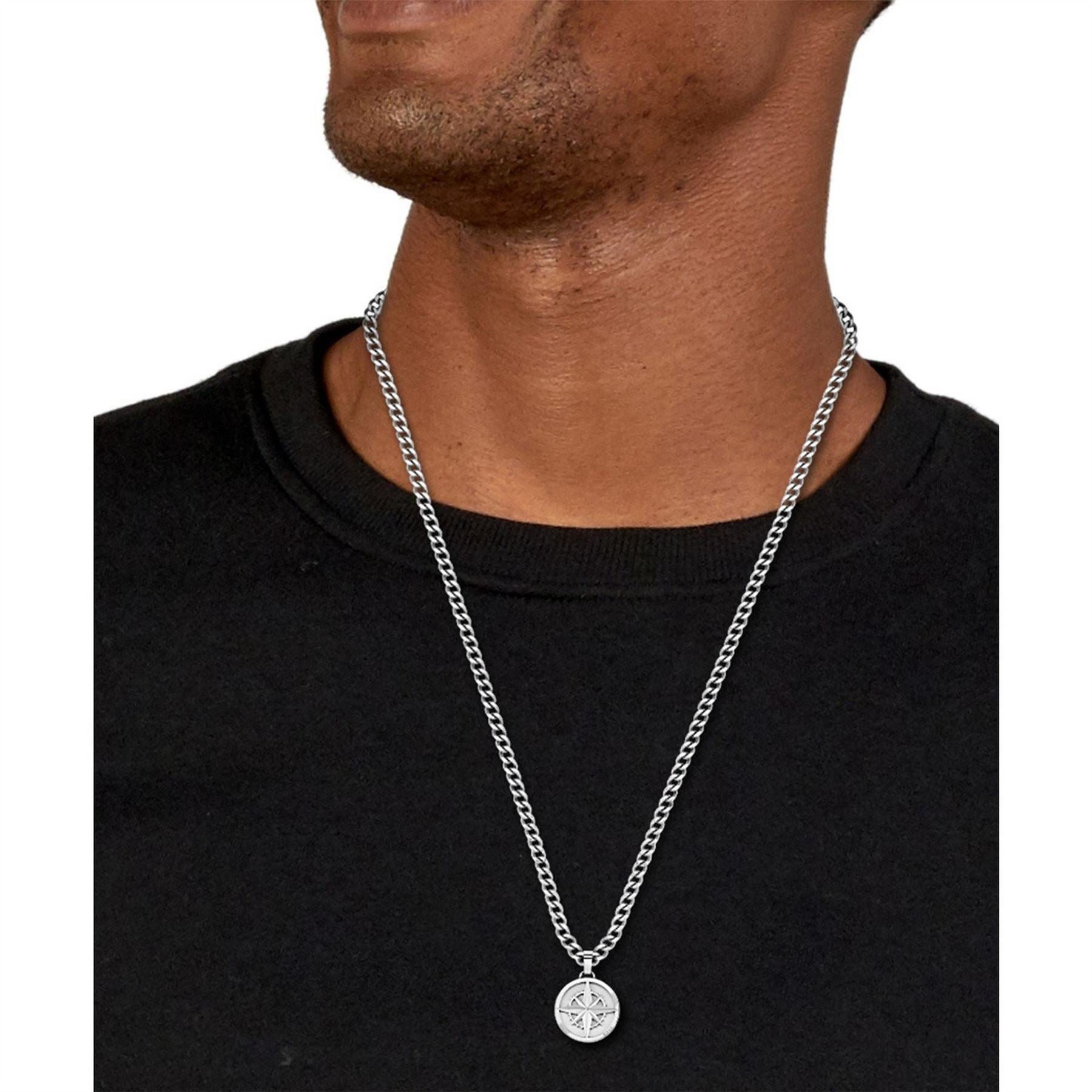 Boss North Stainless Steel Compass Necklace