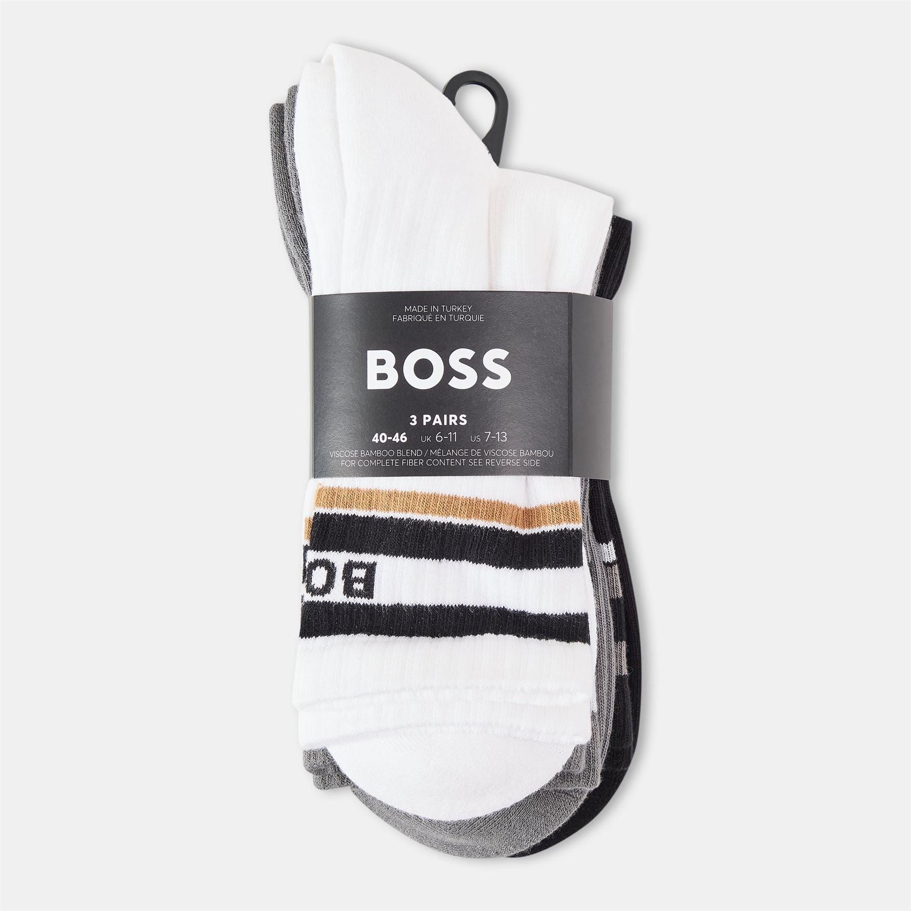 Boss BOSS Bodywear 3 Pack Rib Logo Stripe Socks