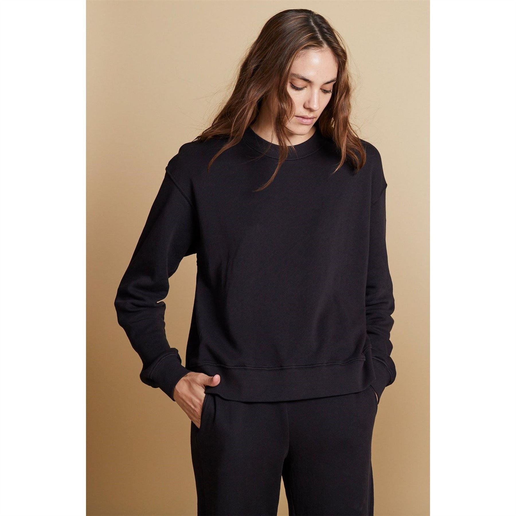 Velvet by Graham and Spencer Solid Patterned Long Sleeve Sweatshirt