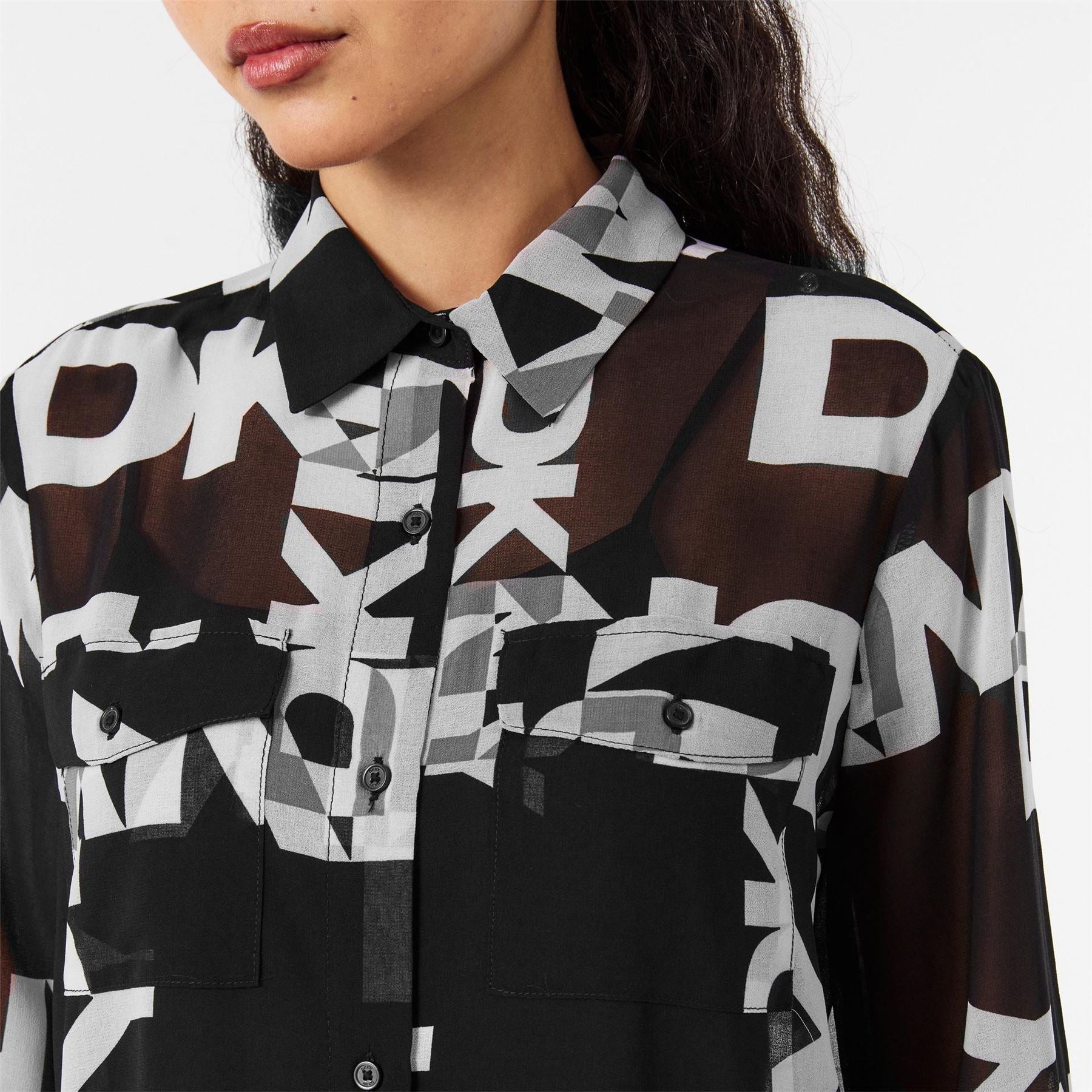 DKNY Long Sleeve Patterned Shirt