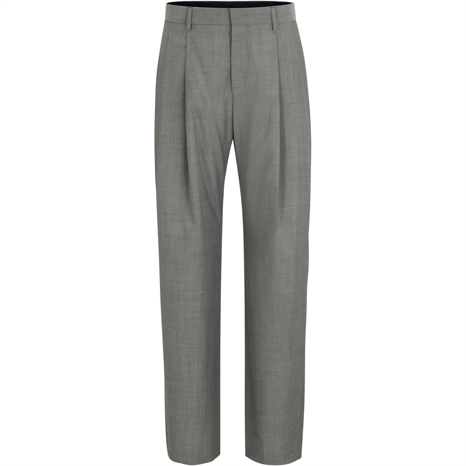 Boss Oversized Solid Patterned Pleated Trousers