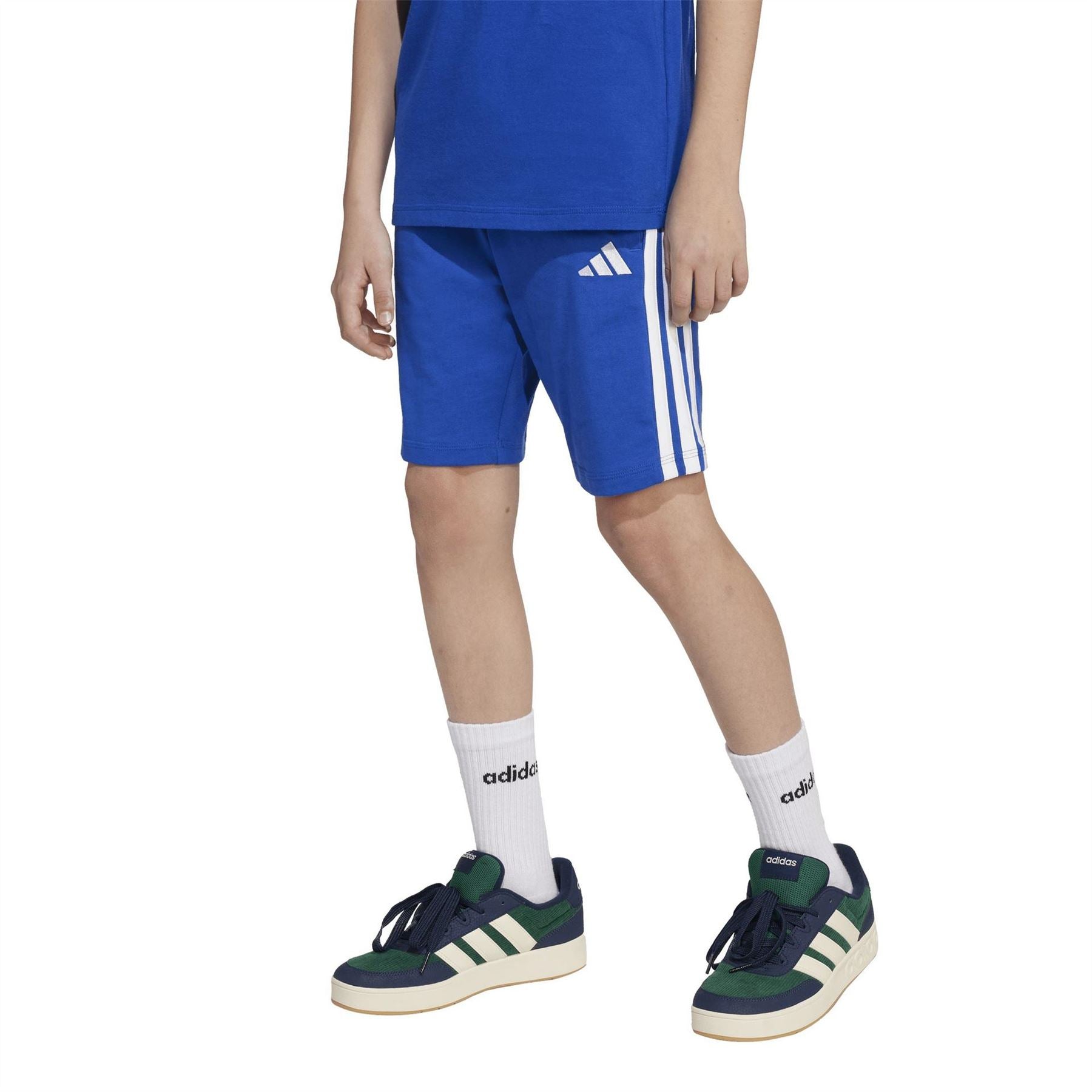 adidas Essentials 3 Stripe Jersey Short Juniors