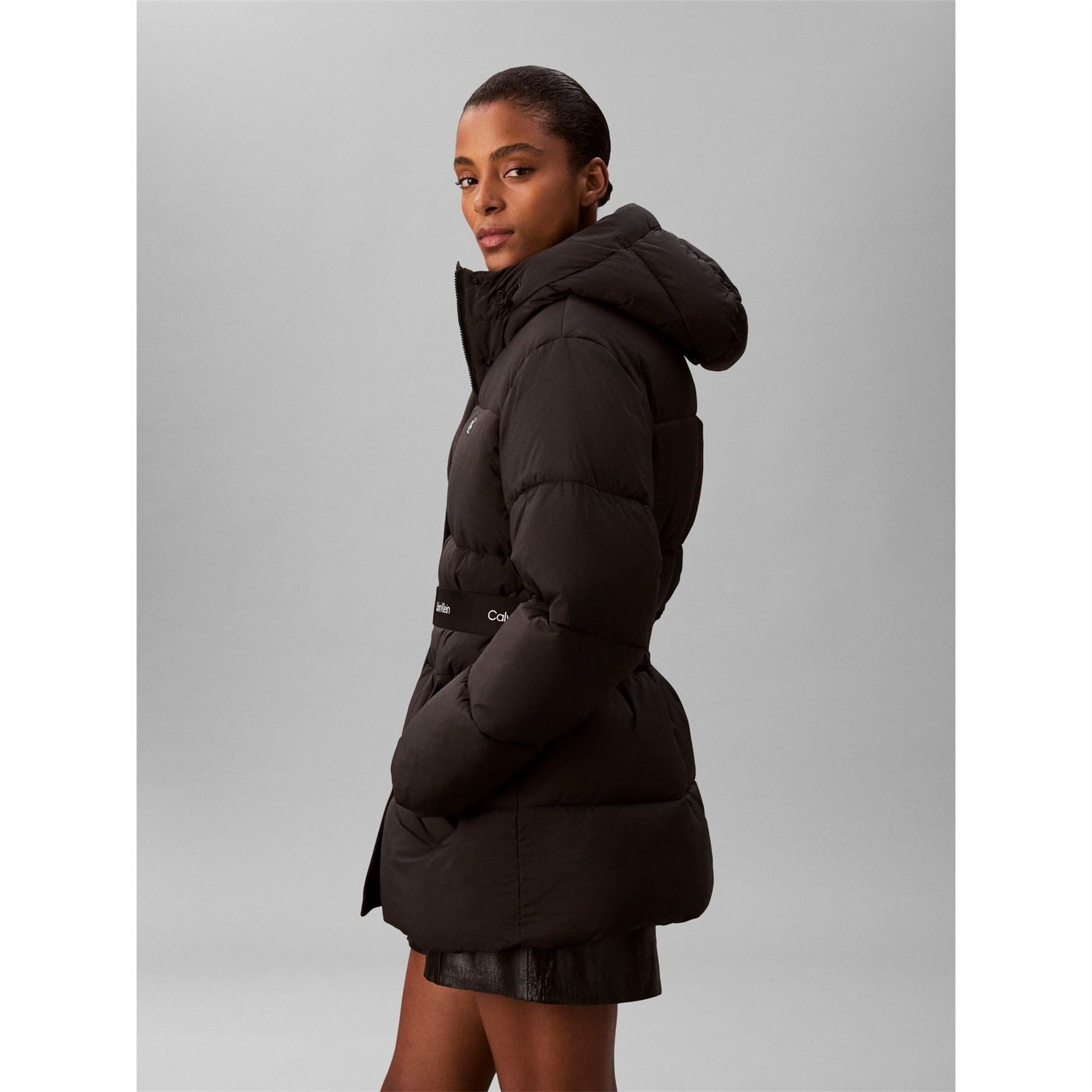 Calvin Klein Jeans Logo Belt Insulated Short Puffer Jacket