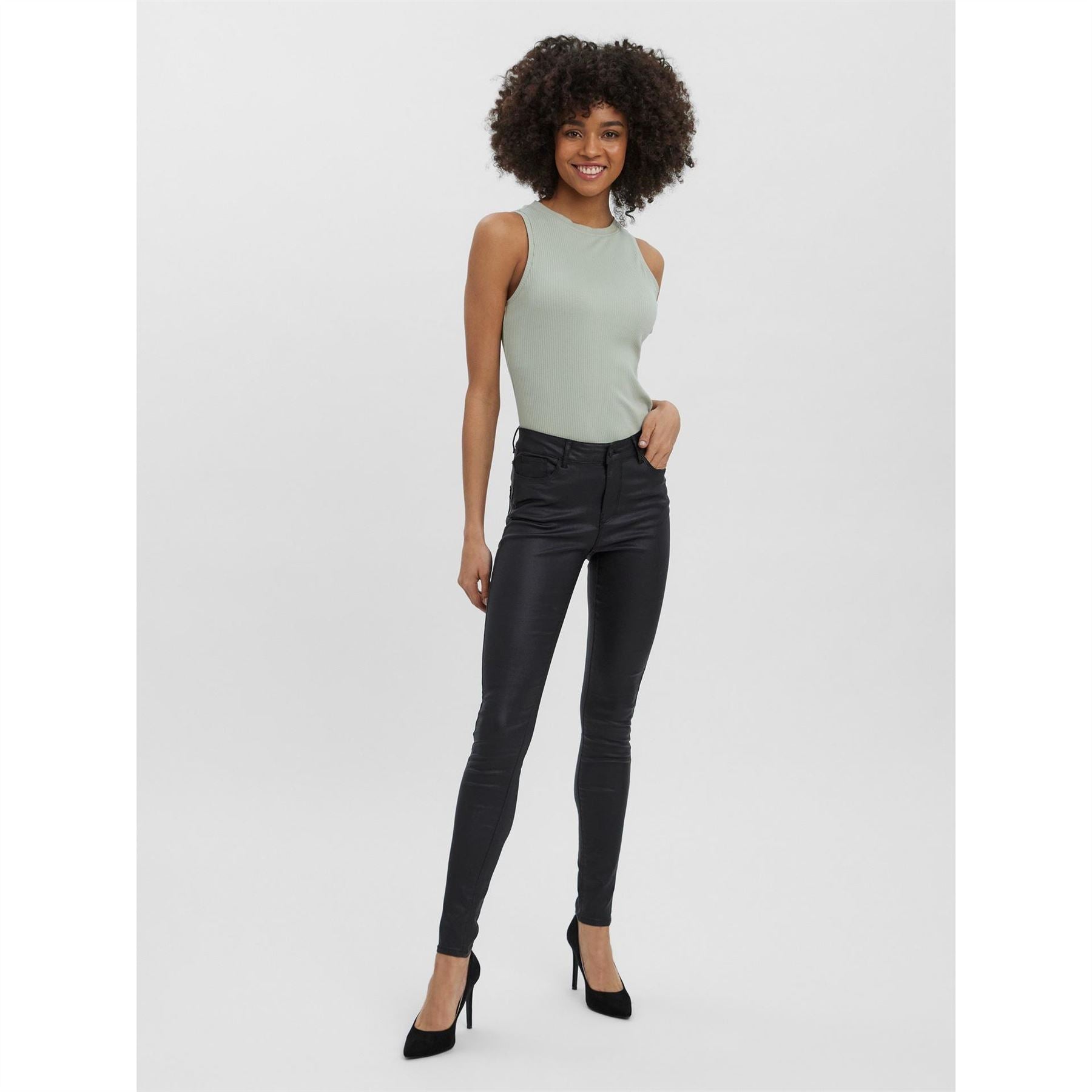Vero Moda Tall Vmseven Smooth Coated Skinny Trousers
