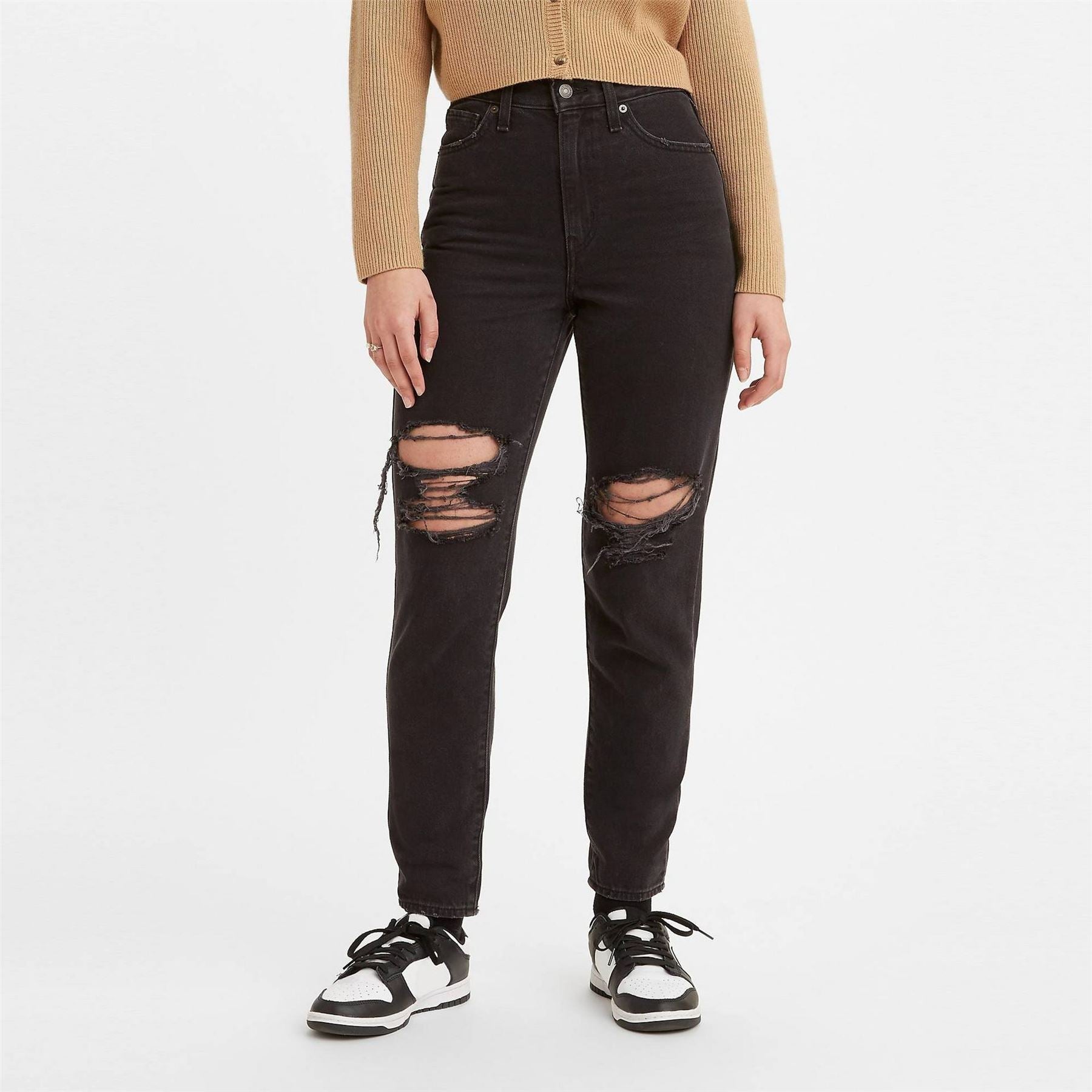 Levis High Waist Ripped Mom Straight Leg Jeans