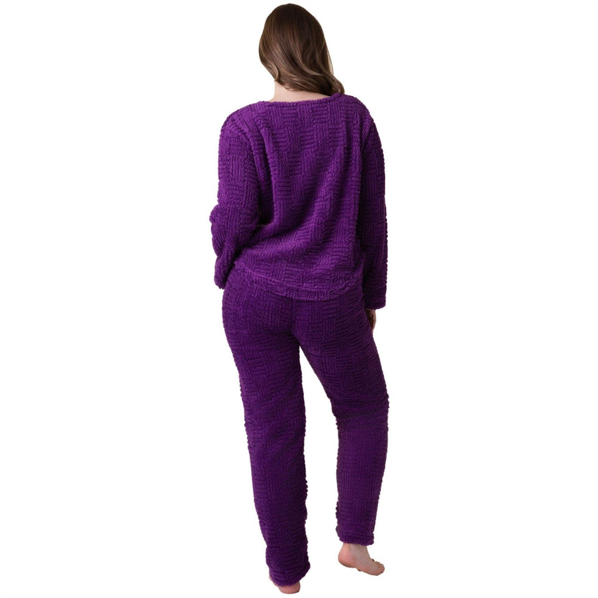Camille Supersoft Textured Fleece Pyjamas With A Woven Pattern  And  Rope Detailing