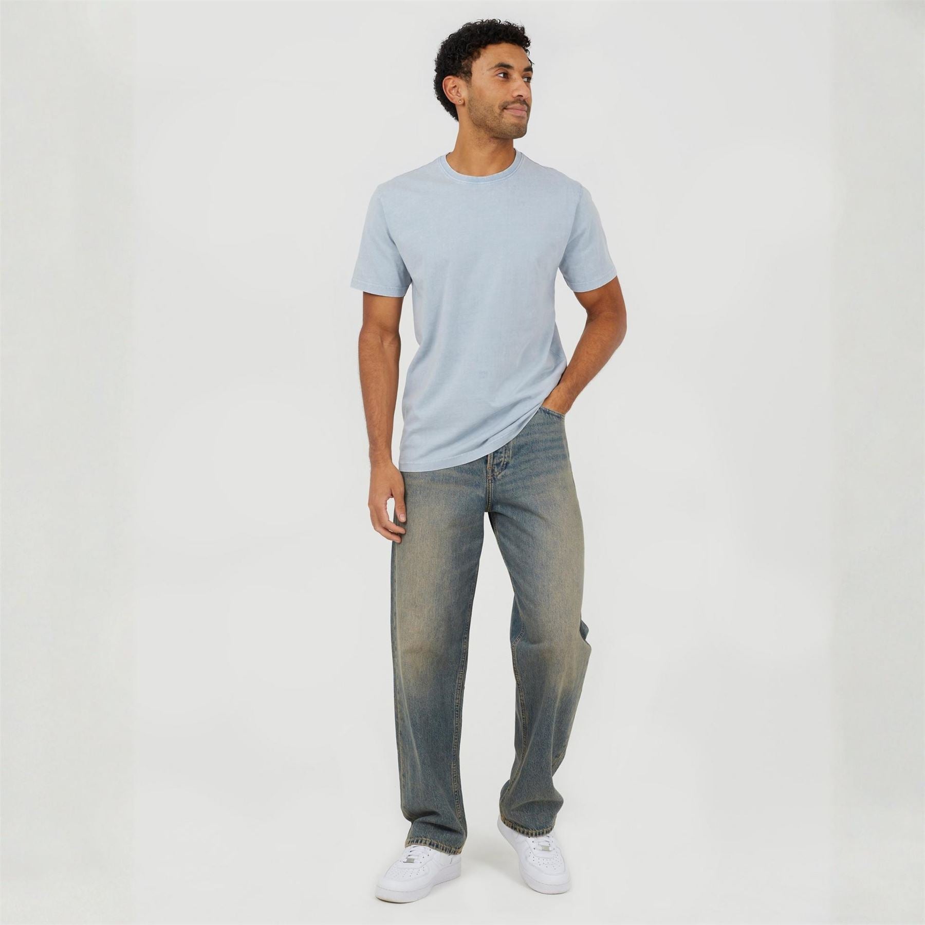 Brave Soul Mens Crew Neck Acid Wash T-Shirt