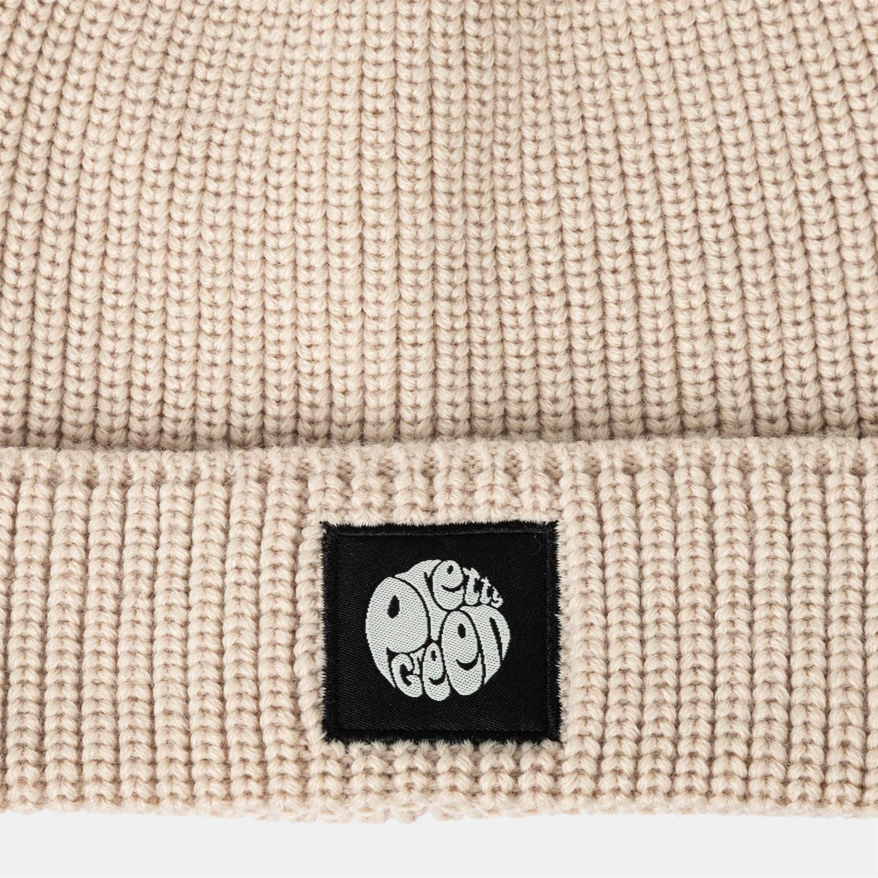 Pretty Green Adjustable Cuff Beanie With a Ribbed Pattern
