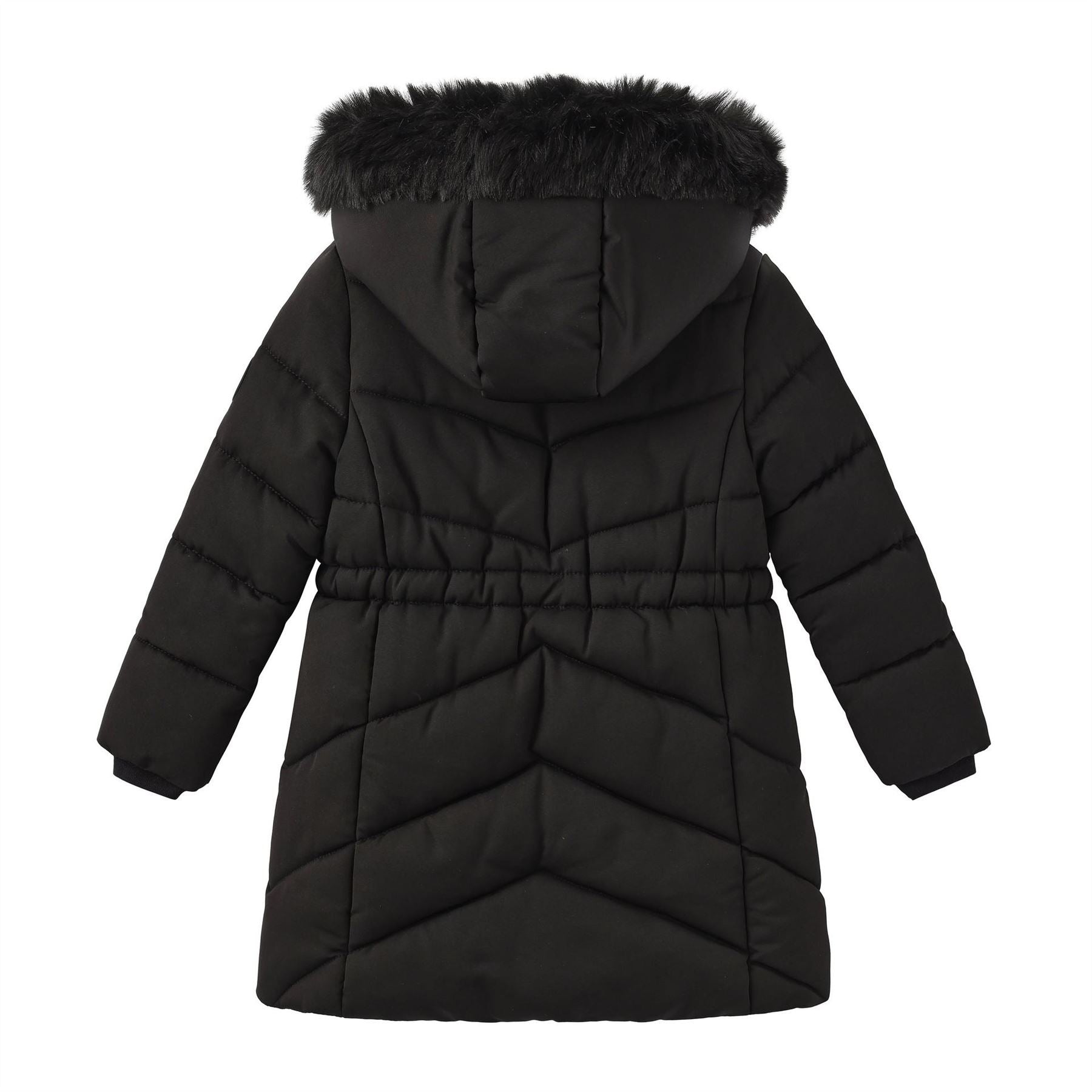 Firetrap Faux Fur Trim Detachable Hood Long Sleeve Short Puffer Jacket