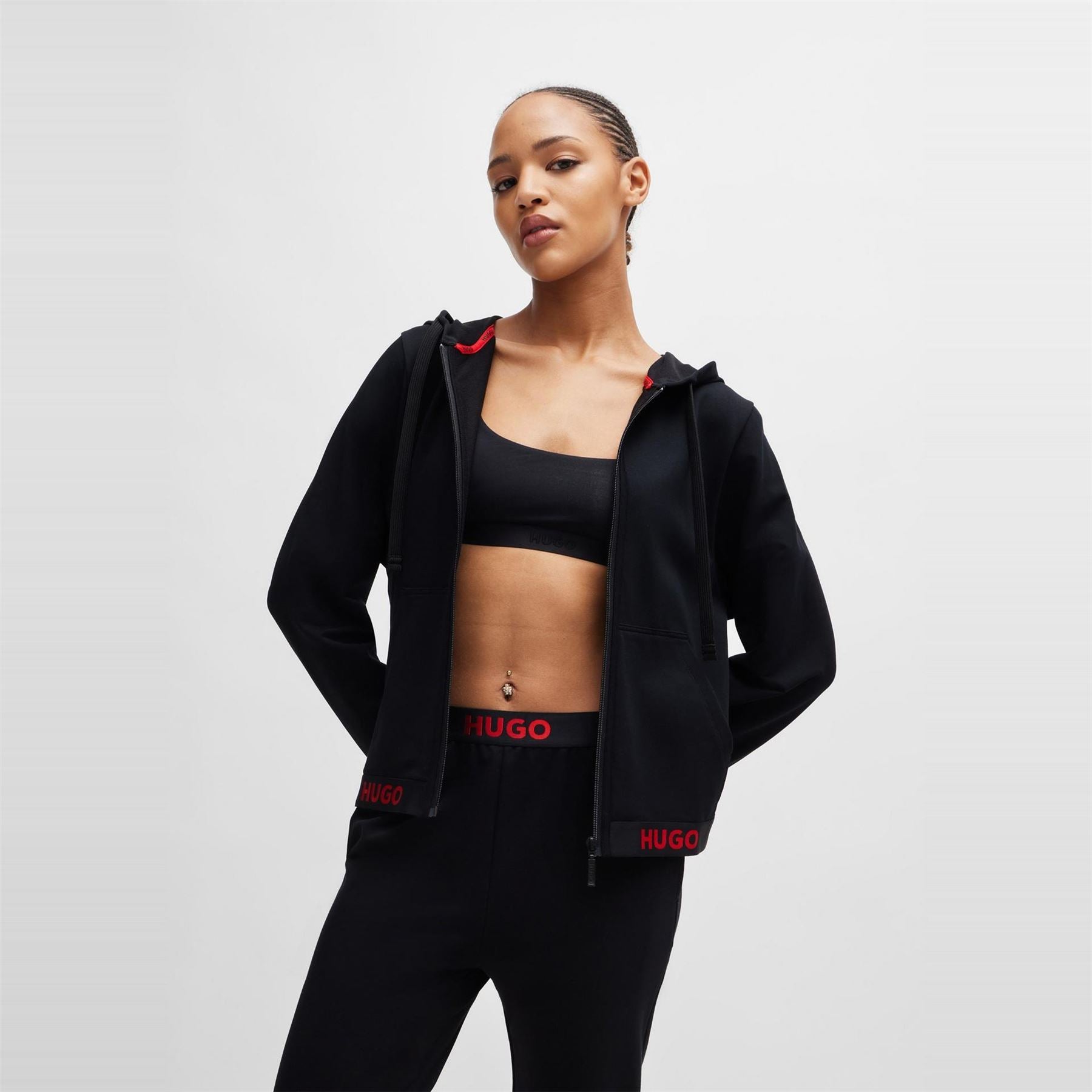 Hugo Hooded Lettering Sweatshirt Jacket