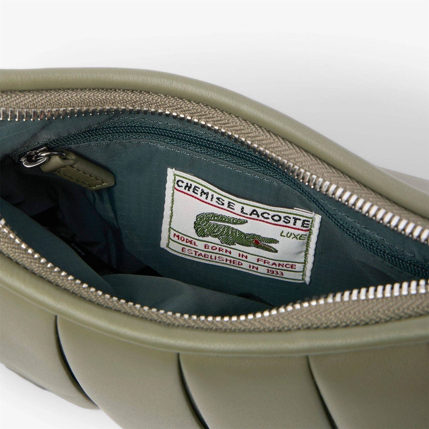 Lacoste Lenglen Crescent Shape Hobo Bag with Silver Hardware
