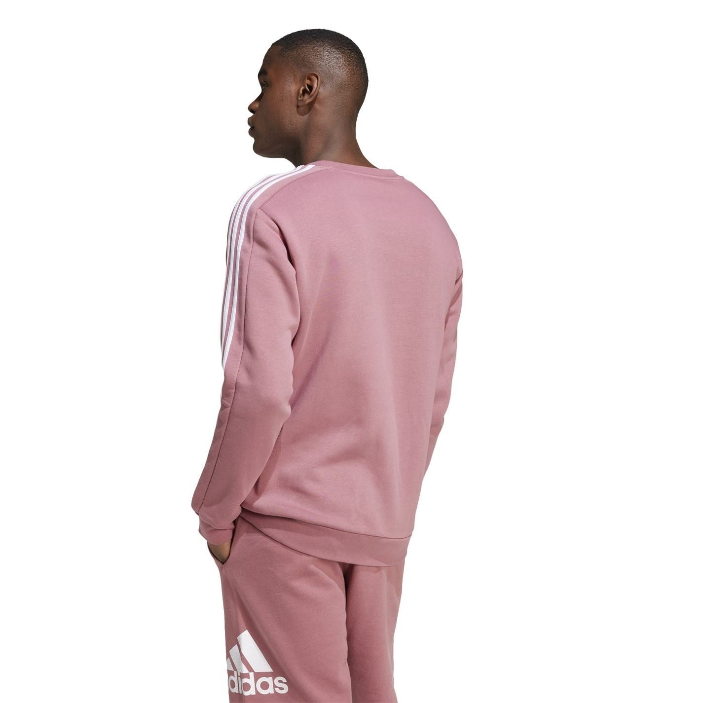 adidas Mens Essentials Crew 3 Stripes Pullover Sweatshirt