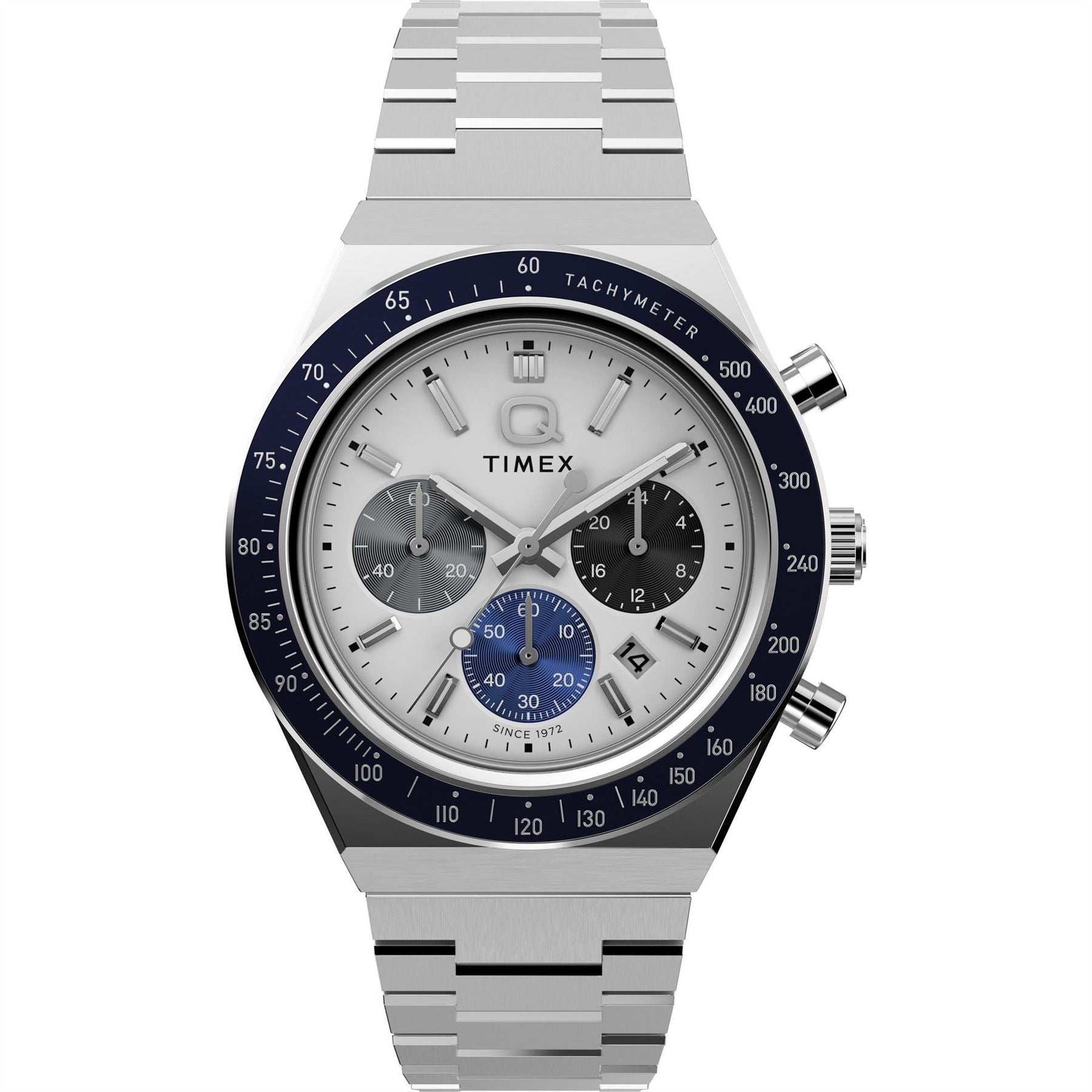 Timex Q Chronograph Racing Steel Bracelet Analogue Watch