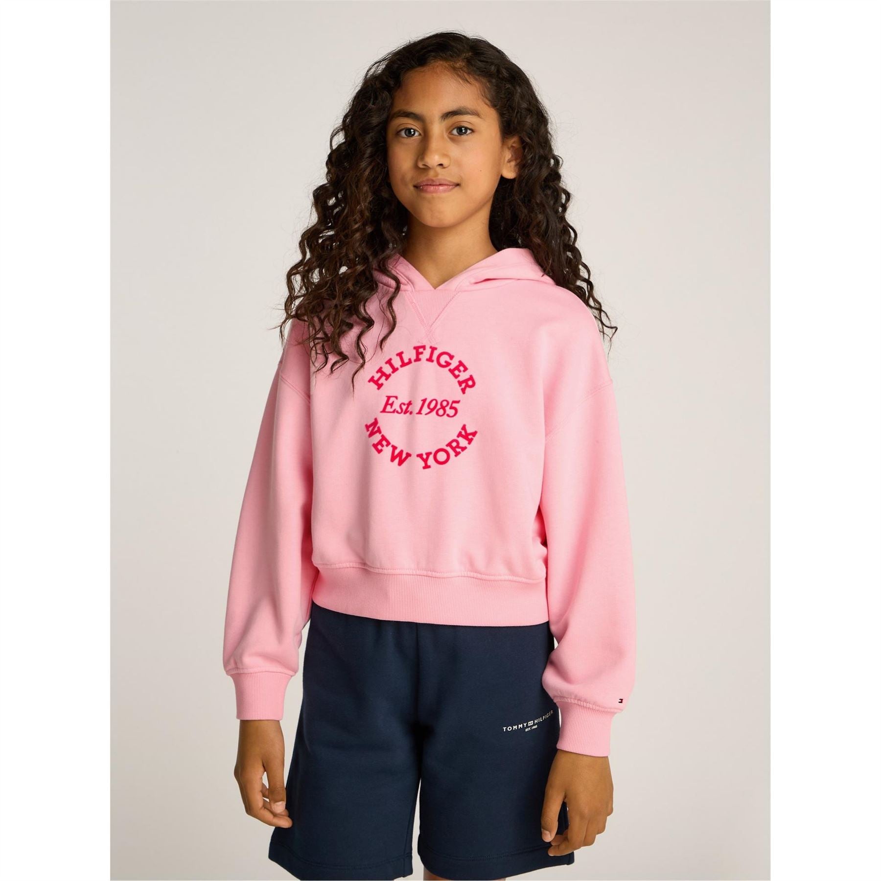 Tommy Hilfiger New York Cropped Relaxed Fit Hooded Sweatshirt