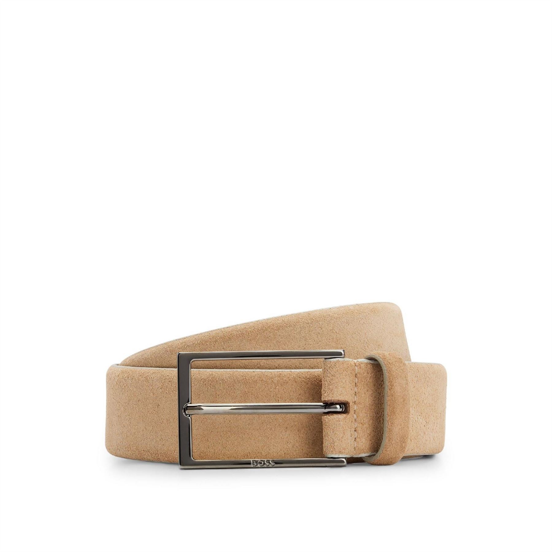 Boss Leather Pin Buckle Belt with Metal Logo